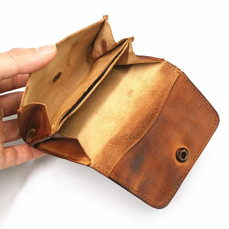 Handmade Leather RFID Zipper Wallet - Vintage Card Holder Coin Purse-Wallets & Money Clips-Dark Brown-Free Shipping Leatheretro