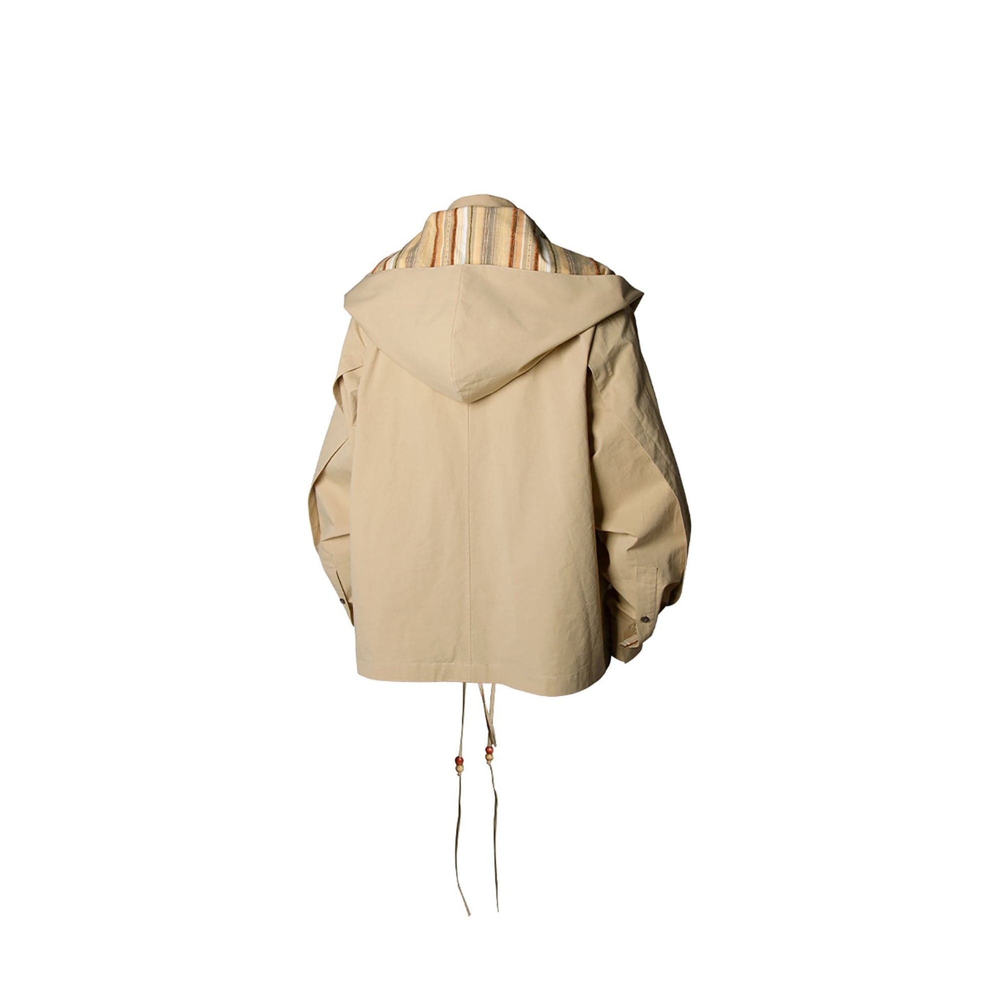 RELABEL Detachable Hood Beaded Ruched Shirt Brown-Shirt-XS-Free Shipping Leatheretro