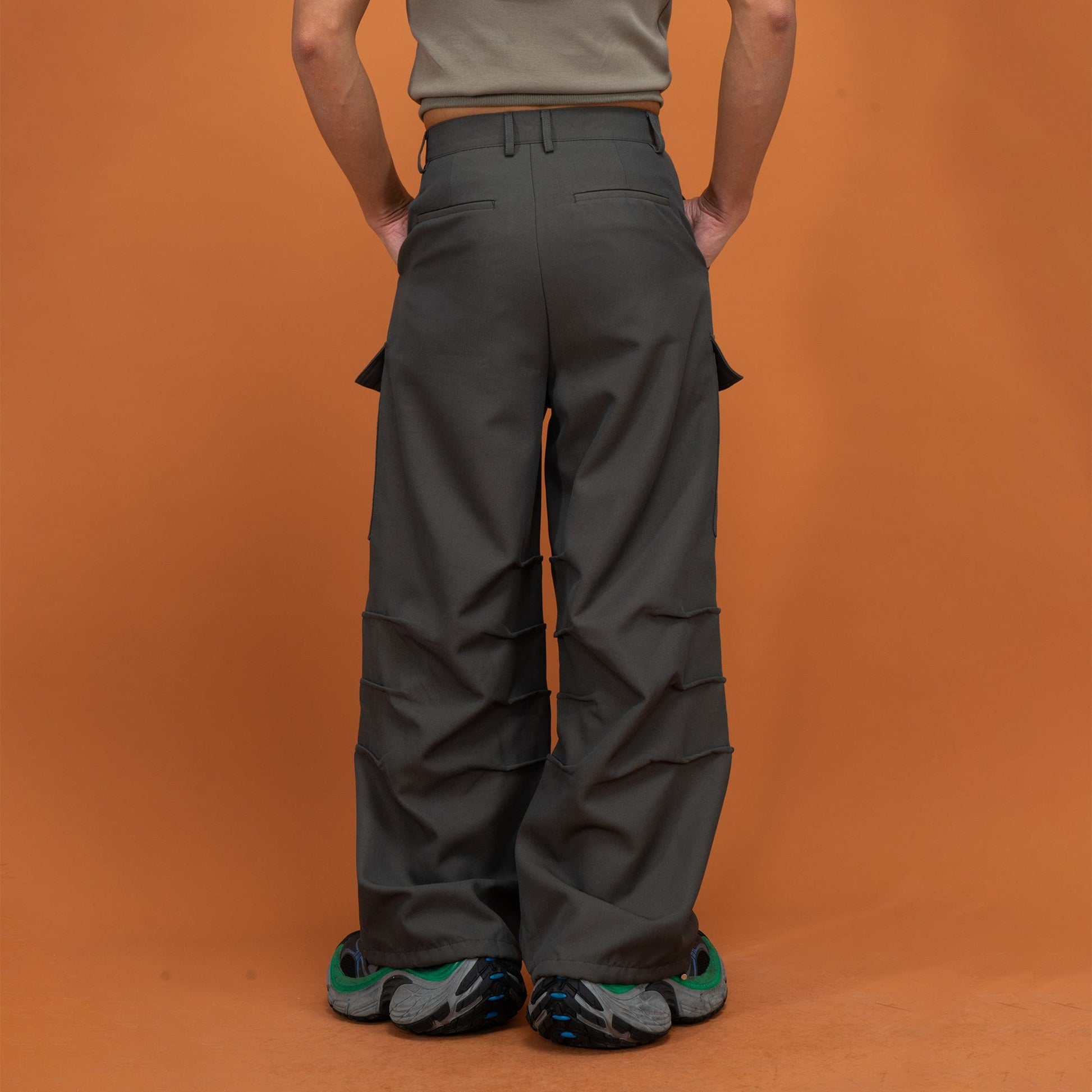 CLP Big-Pocket Crinkled Cargo Pants-Pants-Green-S-Free Shipping Leatheretro