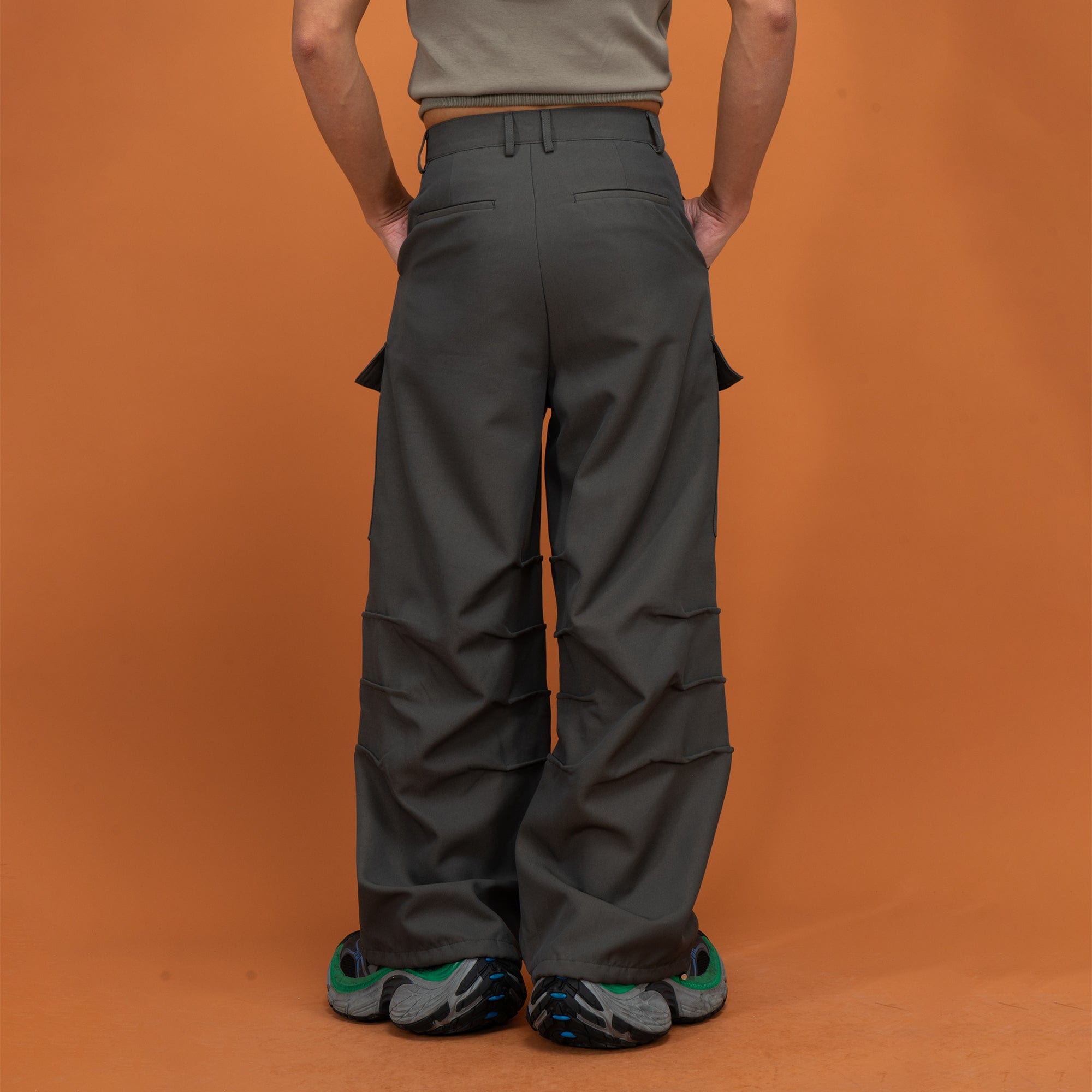CLP Big-Pocket Crinkled Cargo Pants-Pants-Green-S-Free Shipping Leatheretro