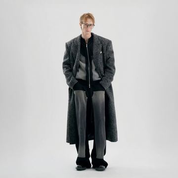 TIWILLTANG Fuzzy Double-Breasted Oversized Long Coat