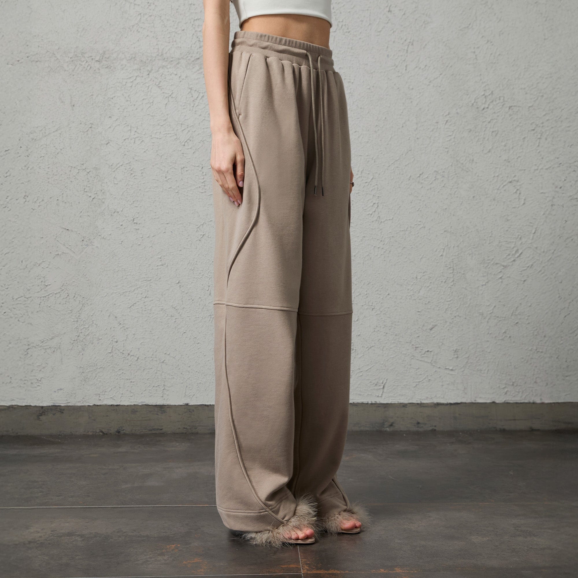 ORGANIC EMOTION Structured Panelled Oversized Sweatpants-Pants-Dark Blue-S-Free Shipping Leatheretro