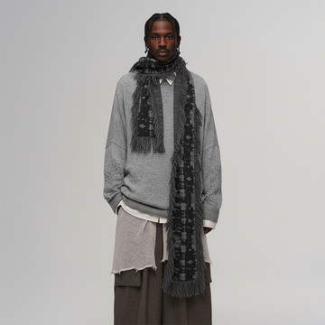 ILNya Nieternite Nifutur Fringed Abstract Jacquard Scarf-Accessories-One Size-Free Shipping Leatheretro