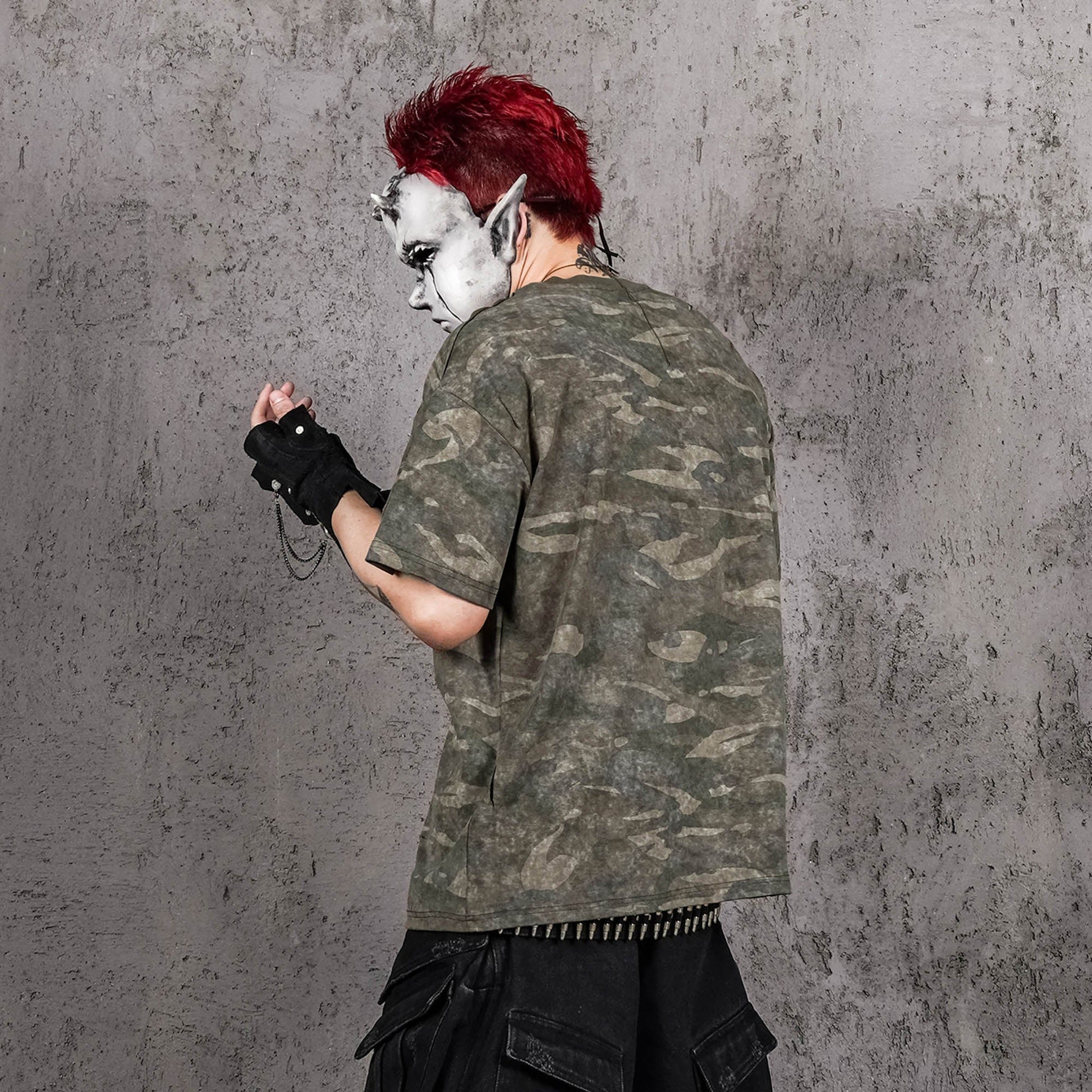 UNDERWATER Distressed Camo Oversized T-Shirt-T Shirt-S-Free Shipping Leatheretro