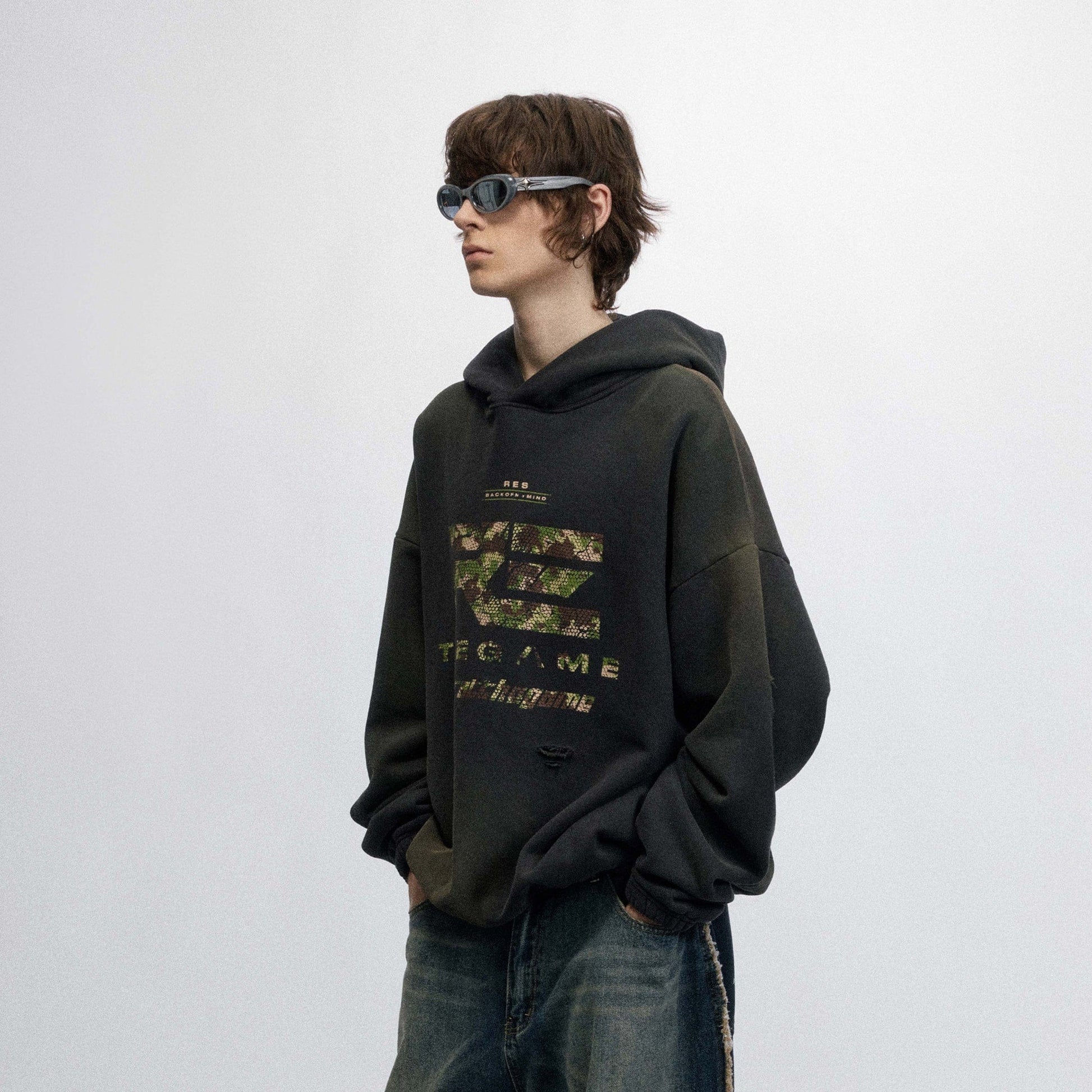 OVDY The Game Distressed Hoodie-Hoodie-S-Grey-Free Shipping Leatheretro