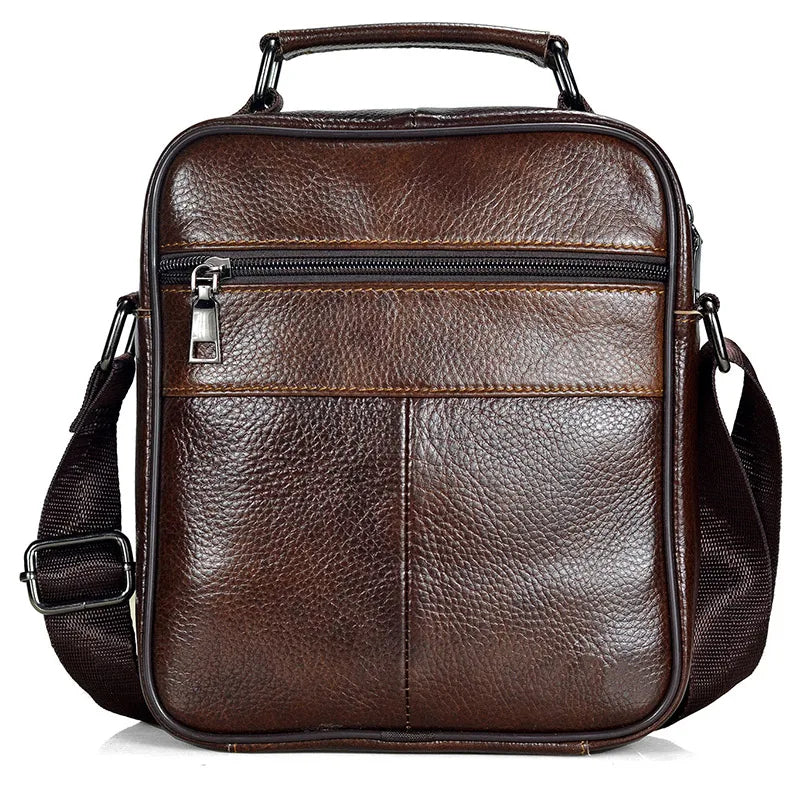 Retro Soft Cowhide Leather Crossbody - Mini Pad Boy Shoulder Bag-Crossbody Bag-Brown Zipper 47-Free Shipping Leatheretro