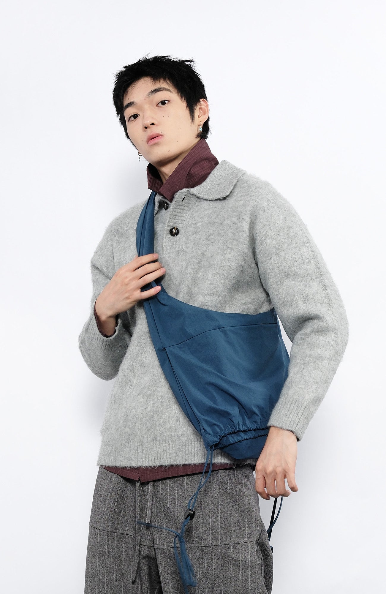 7440 37 1 Fluffy Half-Button Polo Sweater-Jacket-S-Blue-Free Shipping Leatheretro