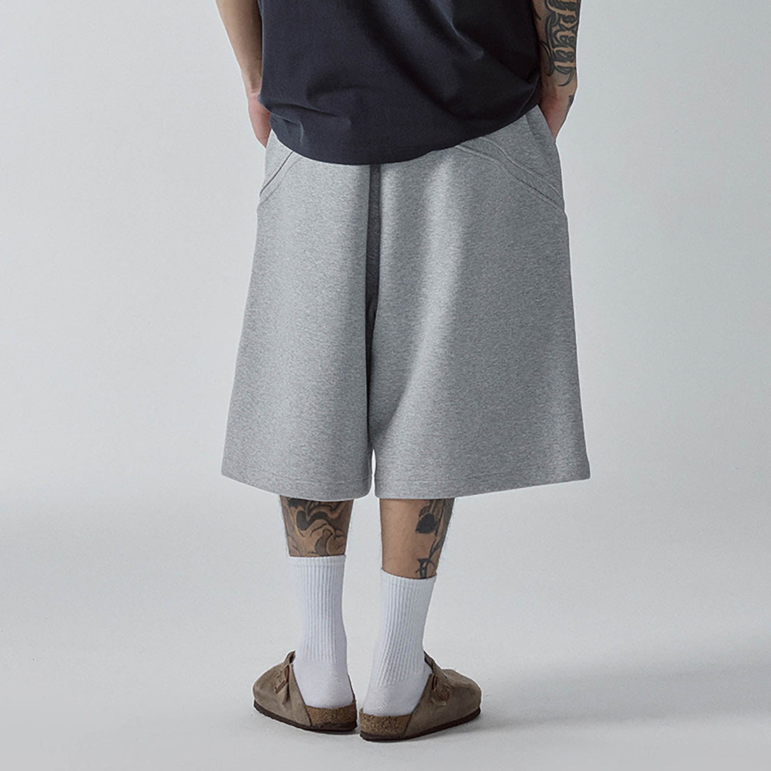 F2CE Curved Spliced Drawstring Shorts-Shorts-S-Free Shipping Leatheretro