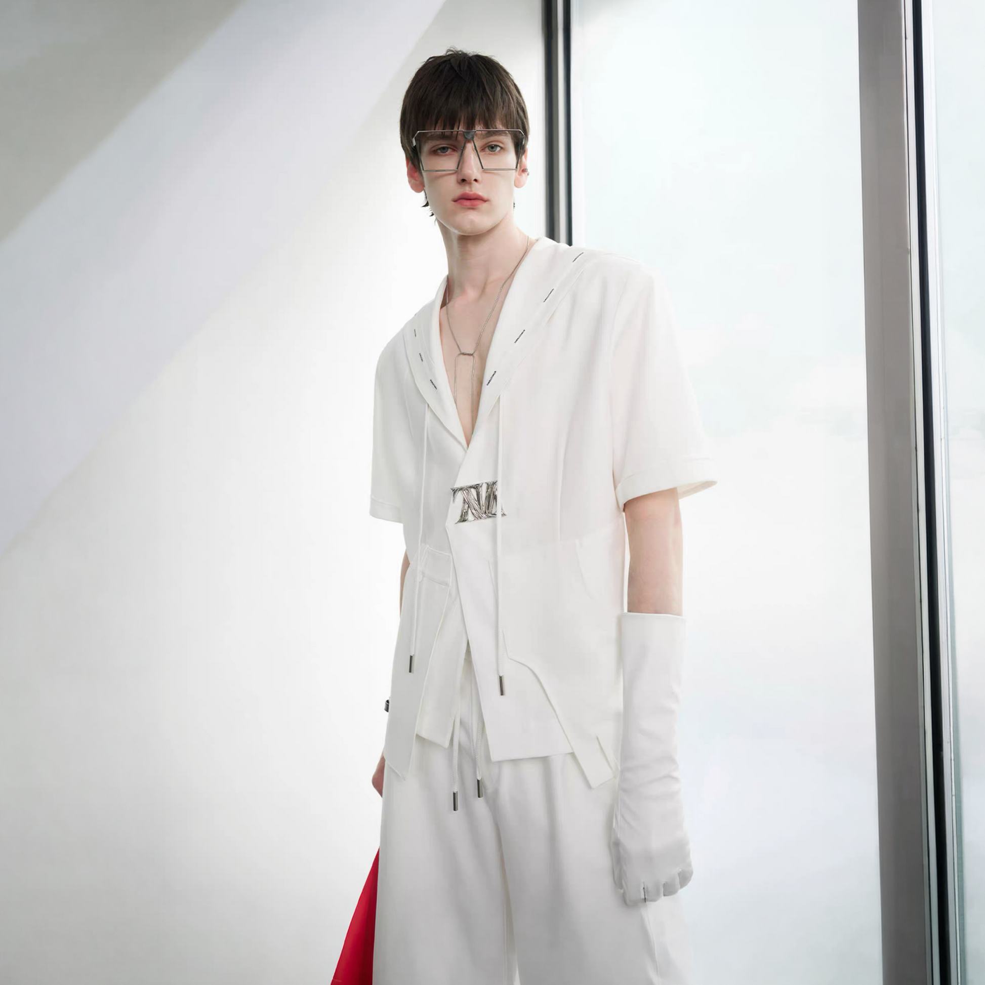 TIWILLTANG Minimal Sailor Collar Shirt-Shirt-S-White-Long-Free Shipping Leatheretro
