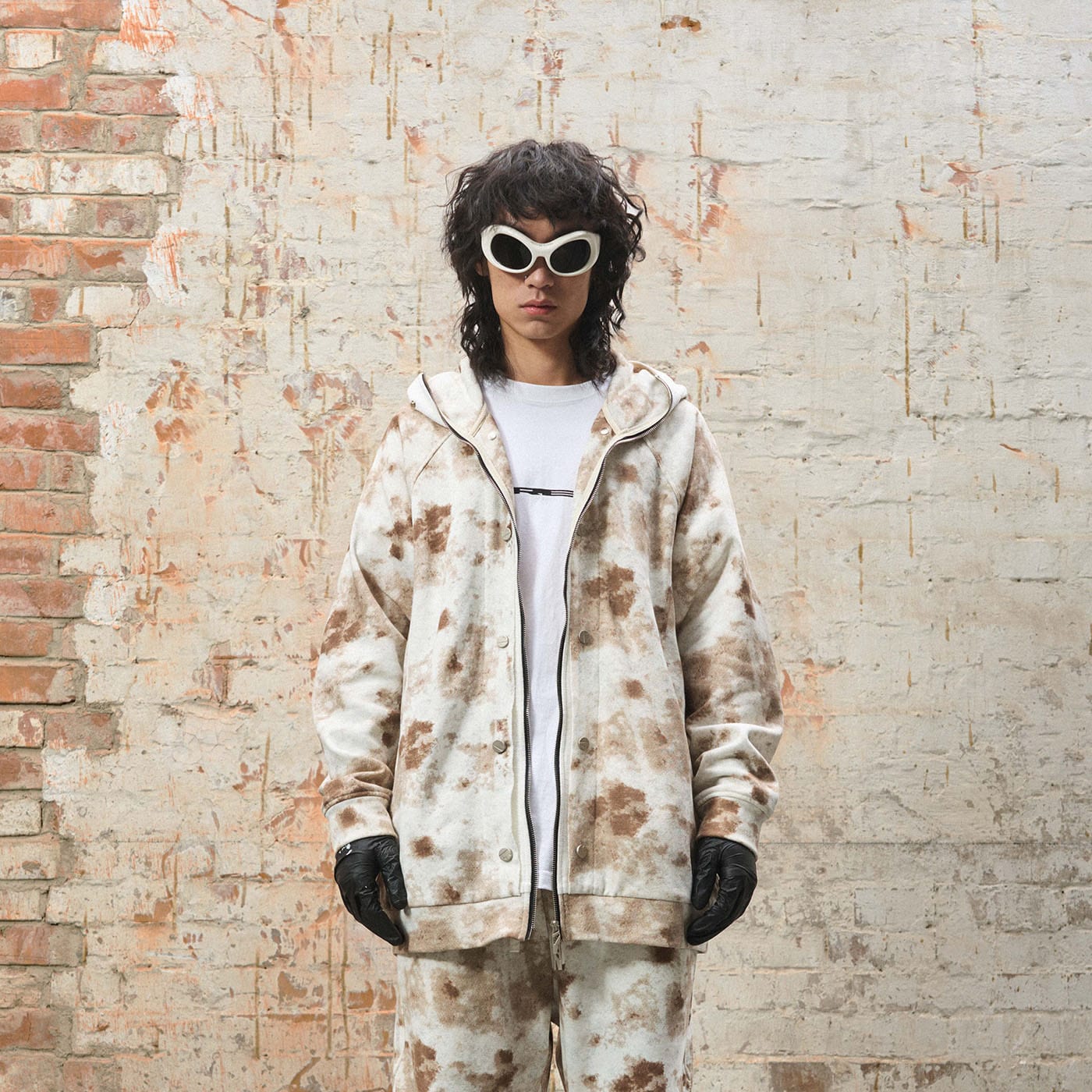 RELABEL Washed Cement-Dyed Double-Hat Zip-Up Hoodie-Hoodie-S-Free Shipping Leatheretro