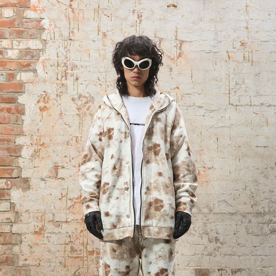 RELABEL Washed Cement-Dyed Double-Hat Zip-Up Hoodie-Hoodie-S-Free Shipping Leatheretro