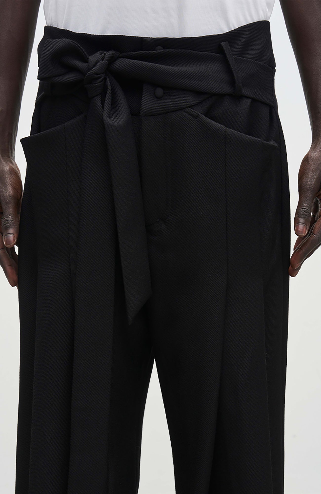 7440 37 1 High-Rise Sash Wide-Leg Pleated Trousers-Pants-S-Free Shipping Leatheretro