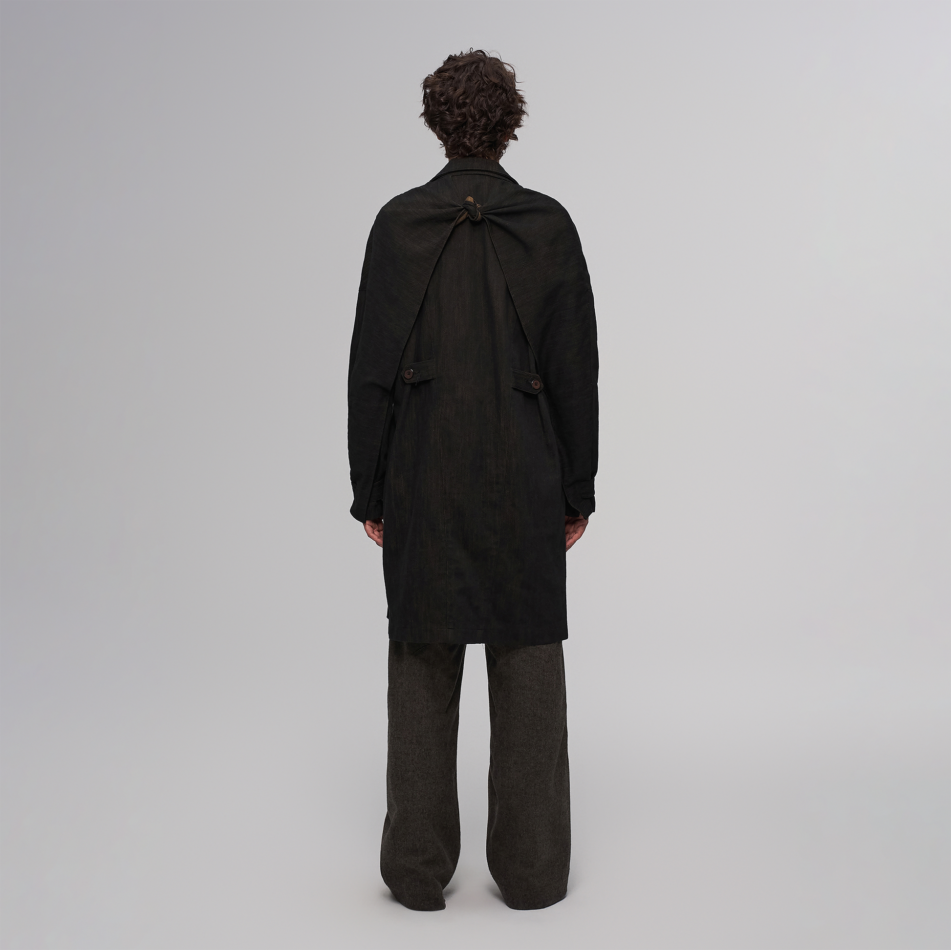 ILNya Nieternite Nifutur Knotted Cape-Back Linen-Blend Trench-Jacket-S(0)-Free Shipping Leatheretro