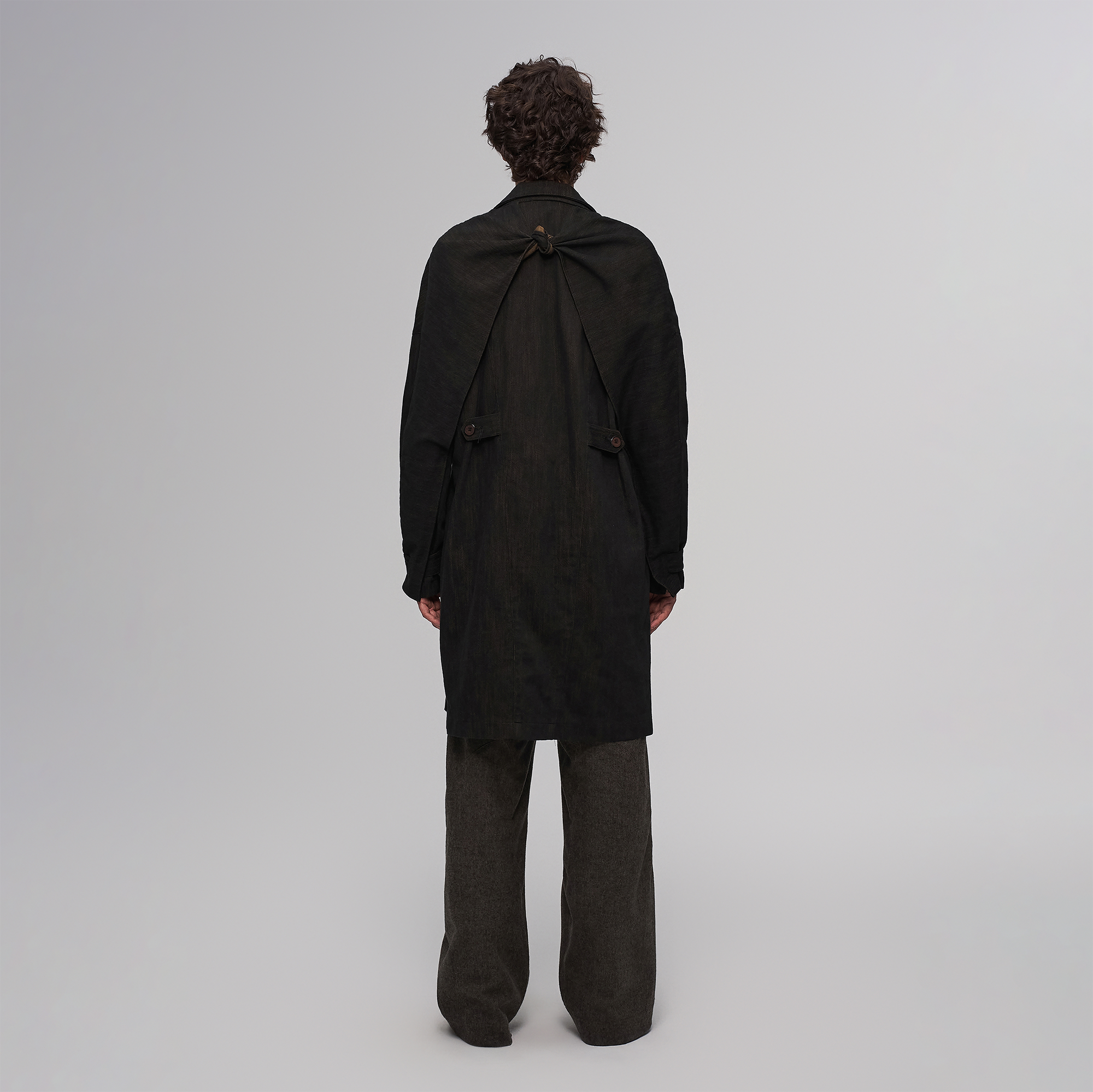 ILNya Nieternite Nifutur Knotted Cape-Back Linen-Blend Trench-Jacket-S(0)-Free Shipping Leatheretro