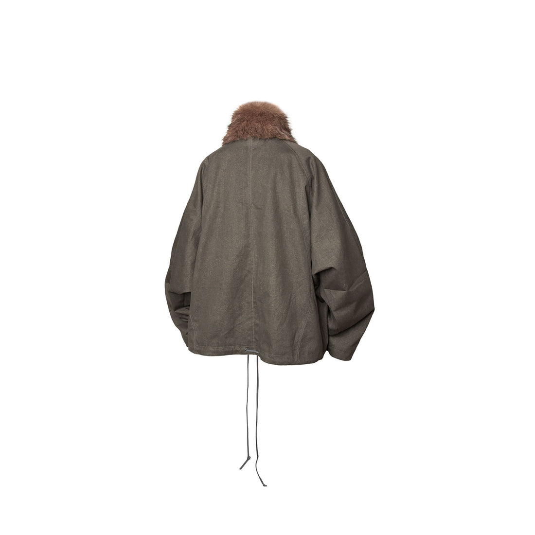 RELABEL Detachable Faux Fur Collar Drawstring Jacket Gray-Jacket-XS (Preorder)-Free Shipping Leatheretro