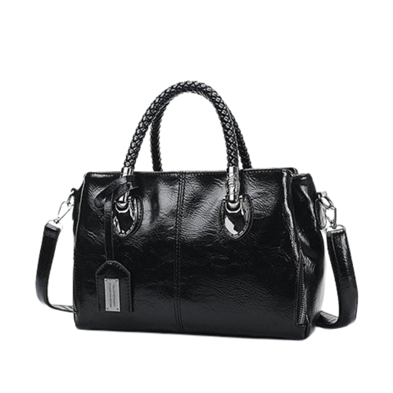 CrossBorder Trends Oil Wax Leather Messenger Bag - Vintage Women Stylish Handbag-Shoulder Bag-Black-Free Shipping Leatheretro