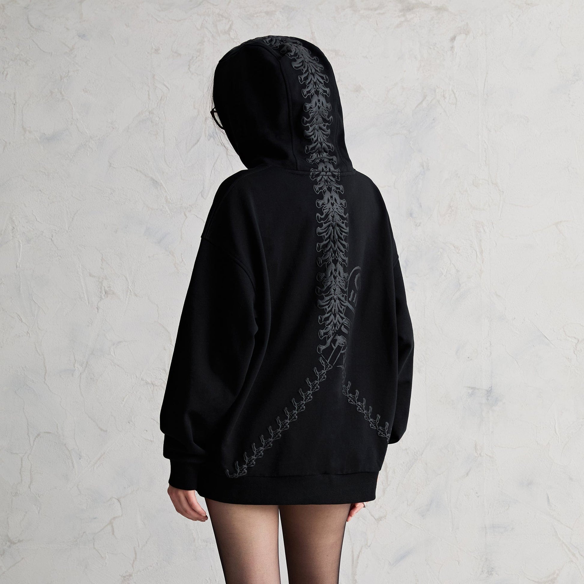 ORGANIC EMOTION Distressed Anatomy Hoodie-Hoodie-Black-XS-Free Shipping Leatheretro
