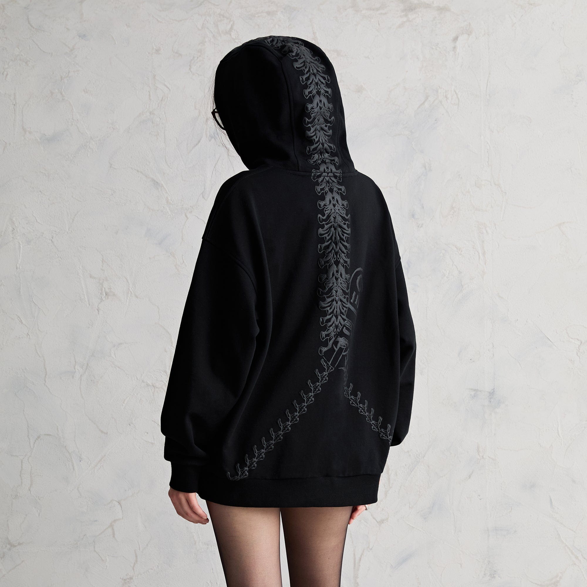 ORGANIC EMOTION Distressed Anatomy Hoodie-Hoodie-Black-XS-Free Shipping Leatheretro