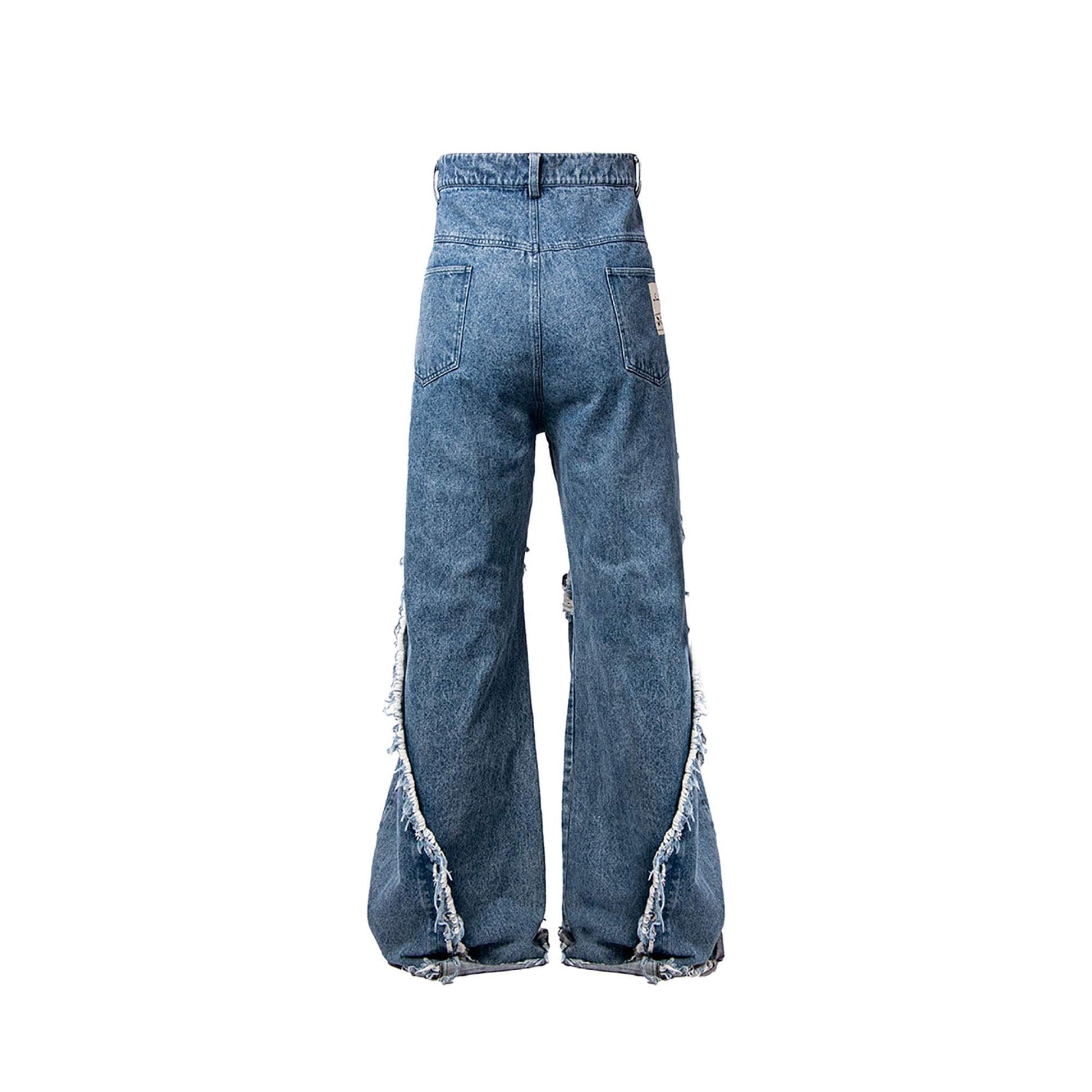 RELABEL Split Heavy-Distressed Washed Denim Pants-Jeans-XS-Free Shipping Leatheretro