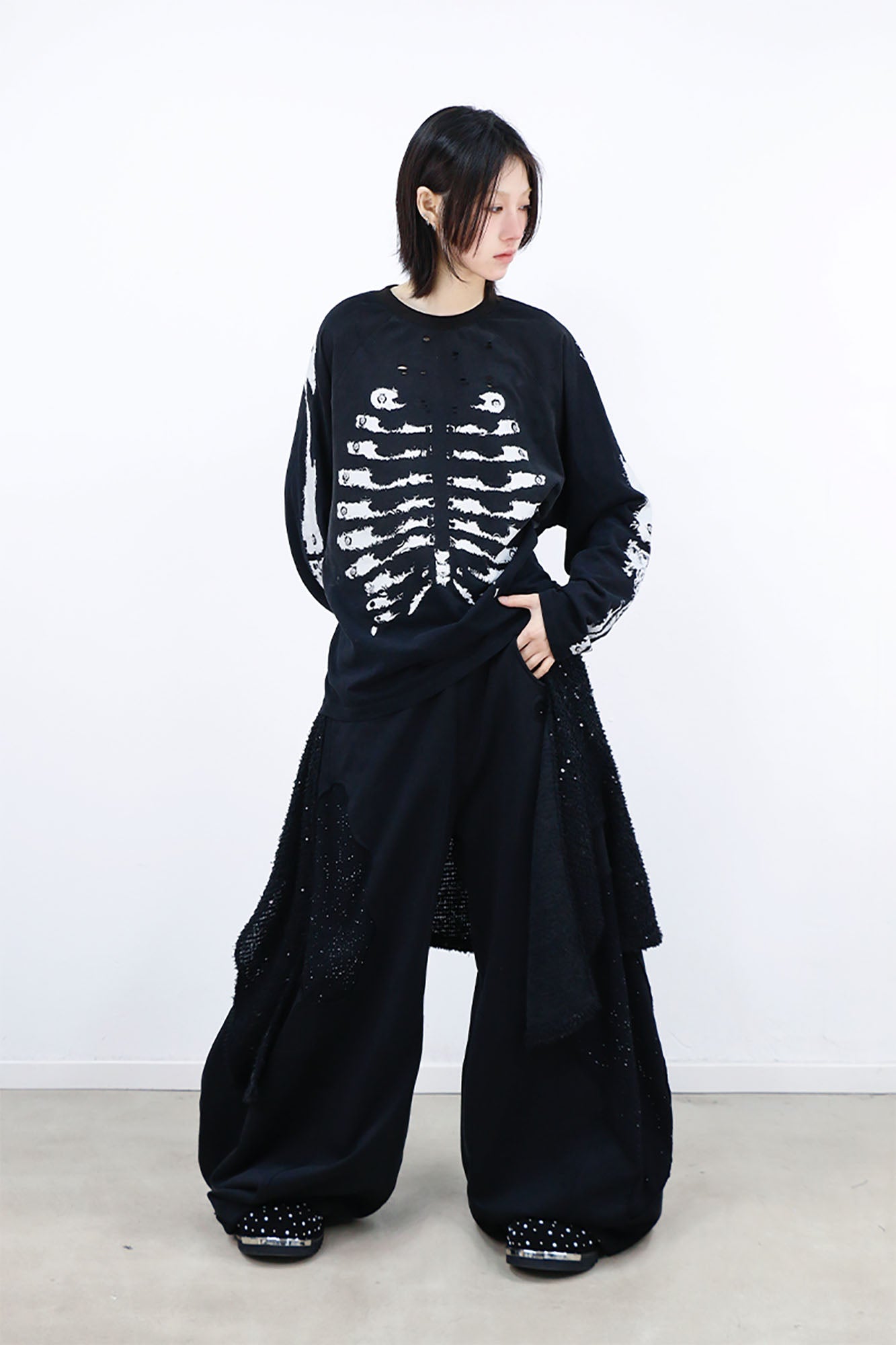 RELABEL Detachable Diamond Drape Oversized Sweatpants-Pants-XS (Preorder)-Free Shipping Leatheretro