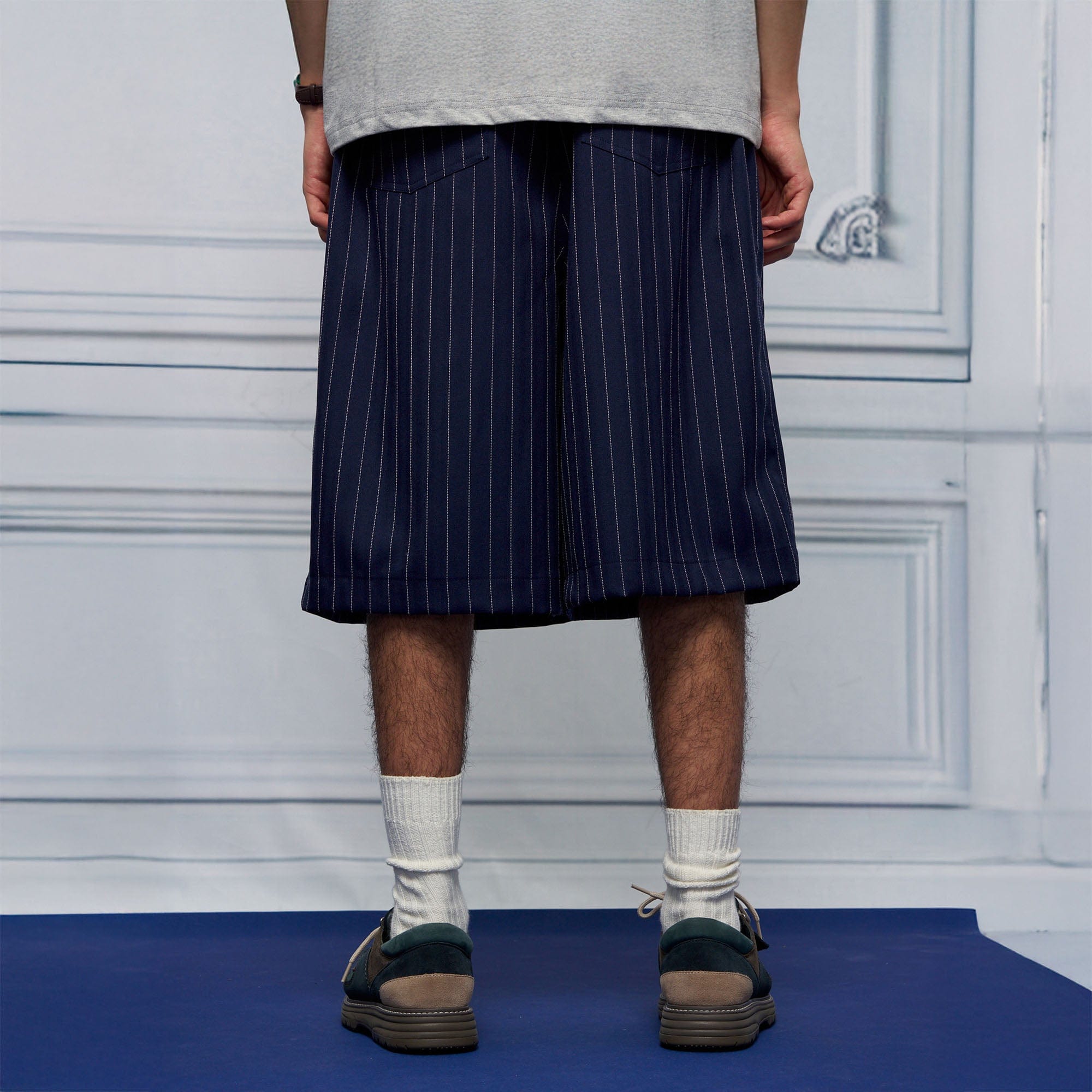 UNLIMITED MOTE Pleated Wide-Leg Drawstring Shorts Stripe-Shorts-S-Free Shipping Leatheretro