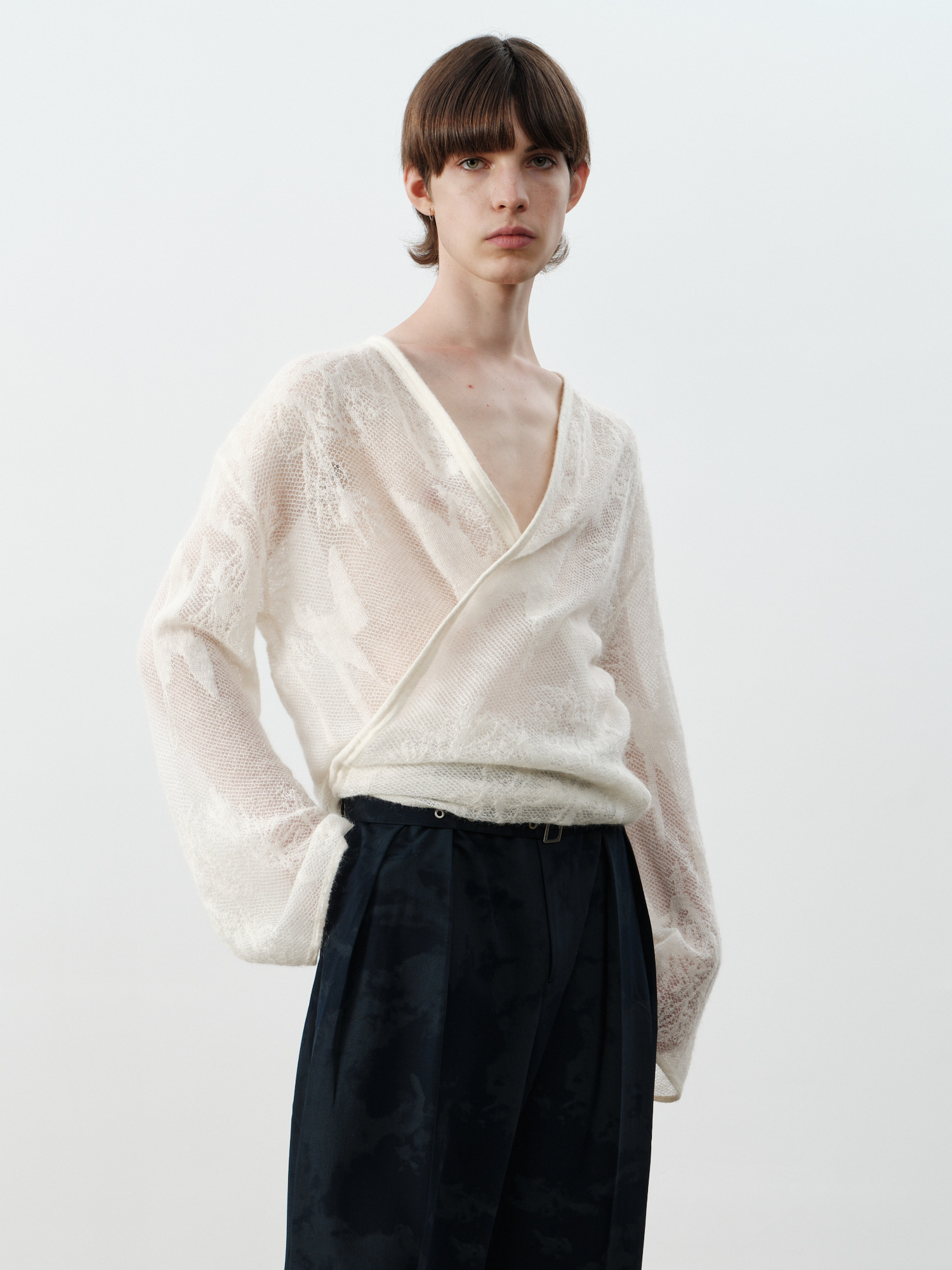 GRAINMUSTARD Alpaca Openwork Jacquard Wrap Long-Sleeve Tee-L/S Tee-One Size-Free Shipping Leatheretro