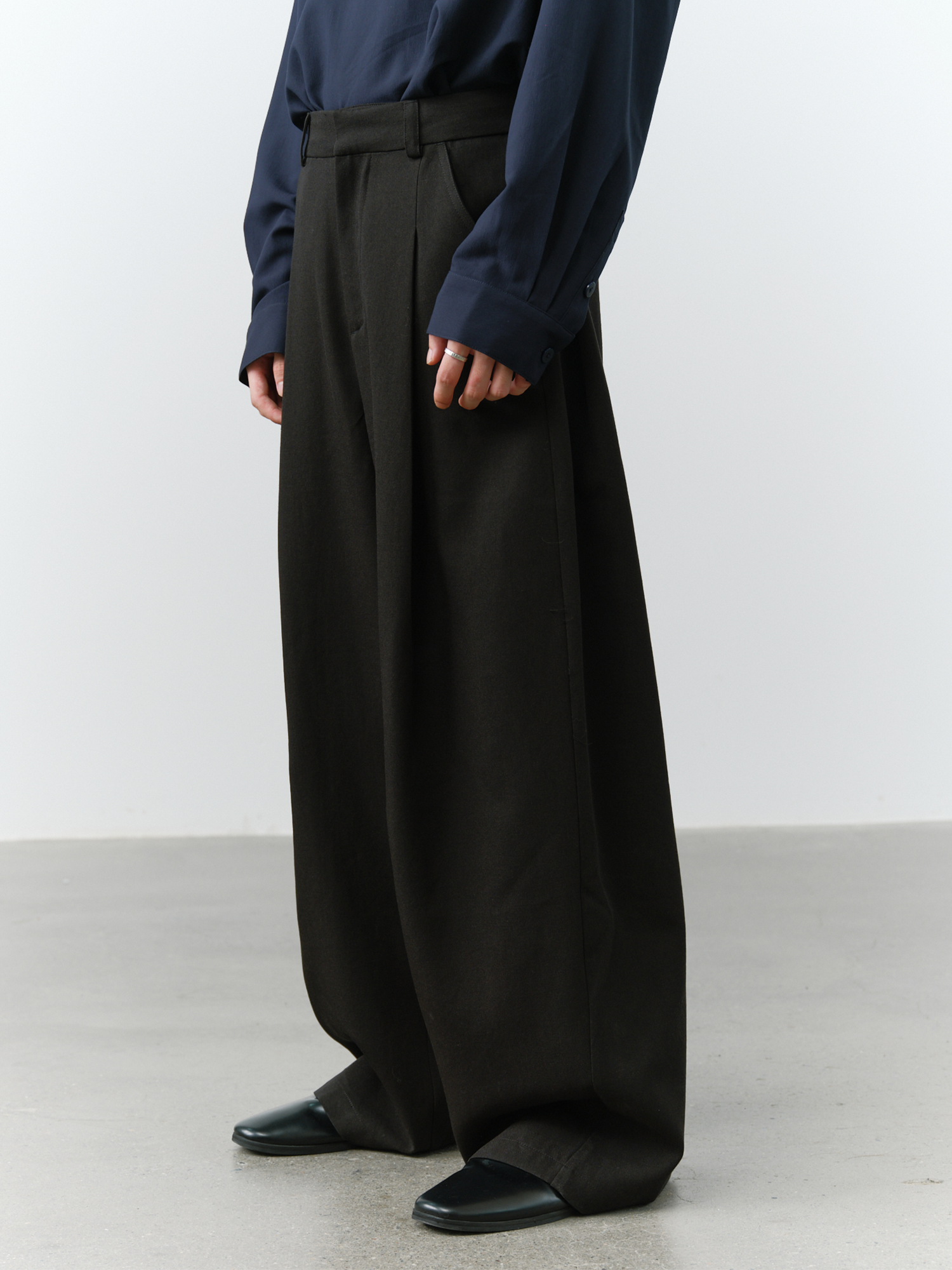 GRAINMUSTARD Minimal Draped Wide-Leg Trousers-Pants-XS-Free Shipping Leatheretro