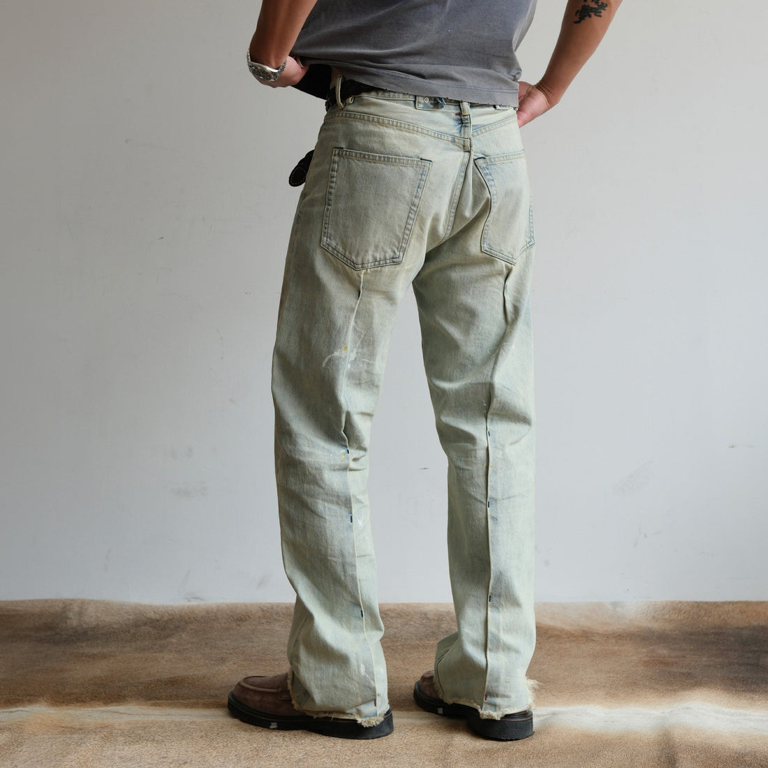 NEIGBORL Washed Paint-Splatter Straight-Leg Jeans-Jeans-S-Free Shipping Leatheretro