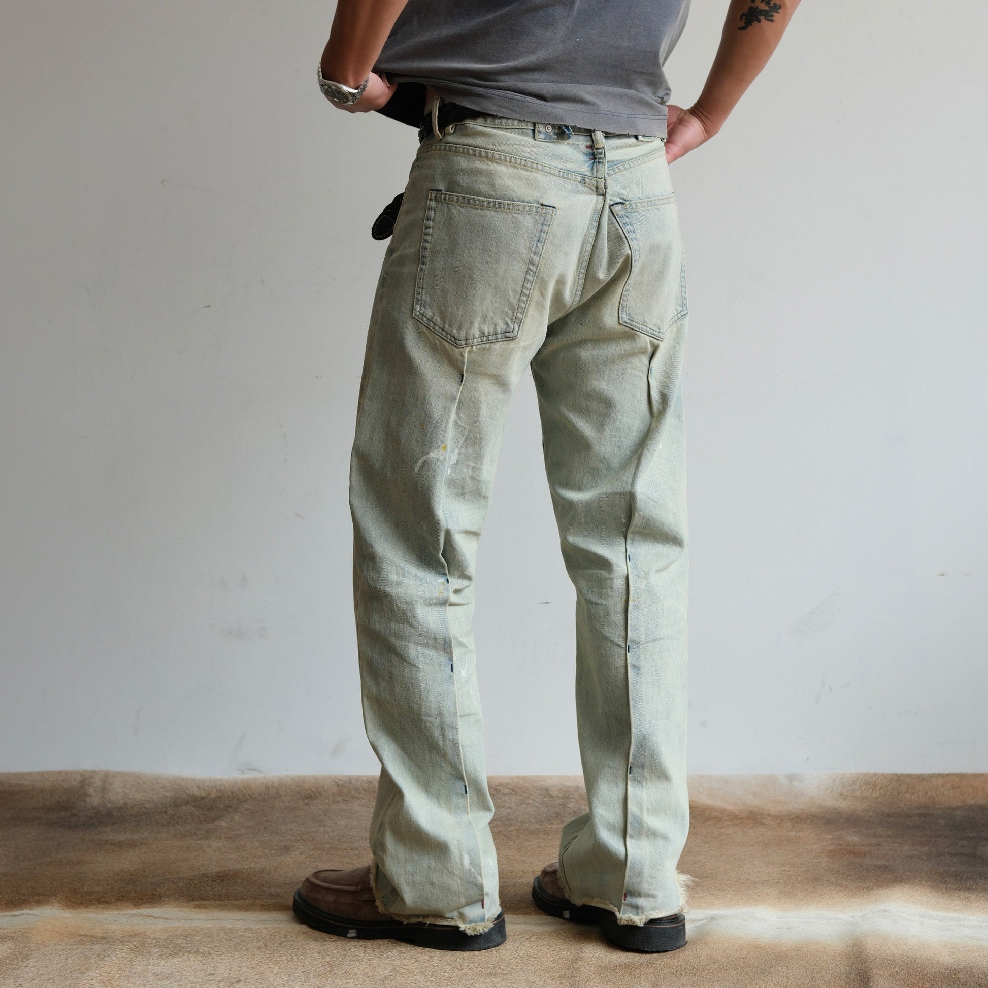 NEIGBORL Washed Paint-Splatter Straight-Leg Jeans-Jeans-S-Free Shipping Leatheretro