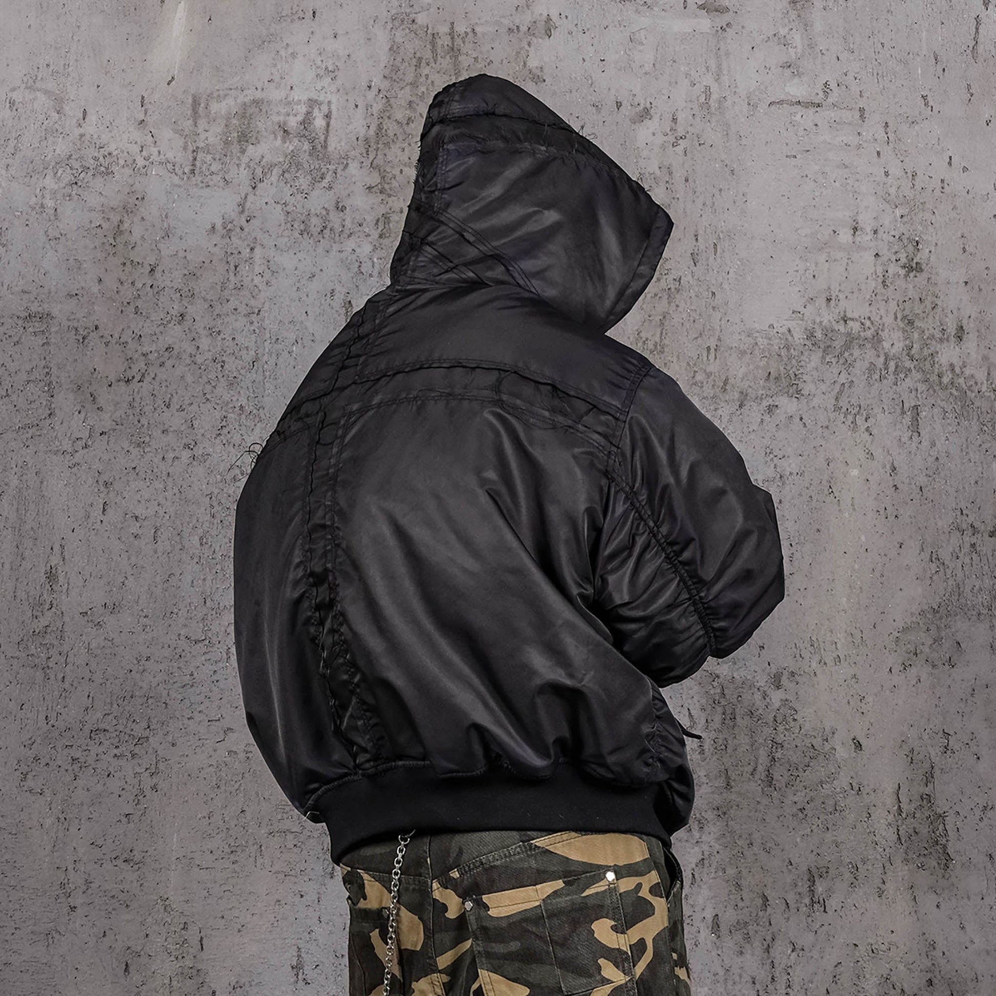 UNDERWATER Distressed Bondage MA-1 Jacket Black-Jacket-S-Free Shipping Leatheretro