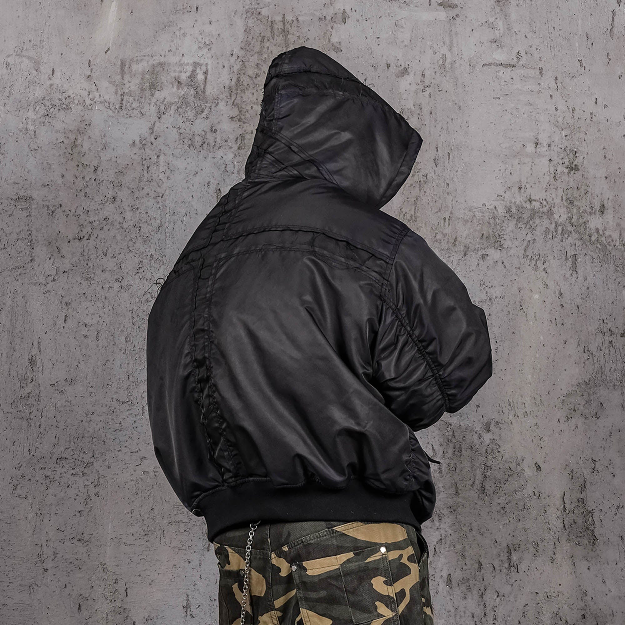 UNDERWATER Distressed Bondage MA-1 Jacket Black-Jacket-S-Free Shipping Leatheretro