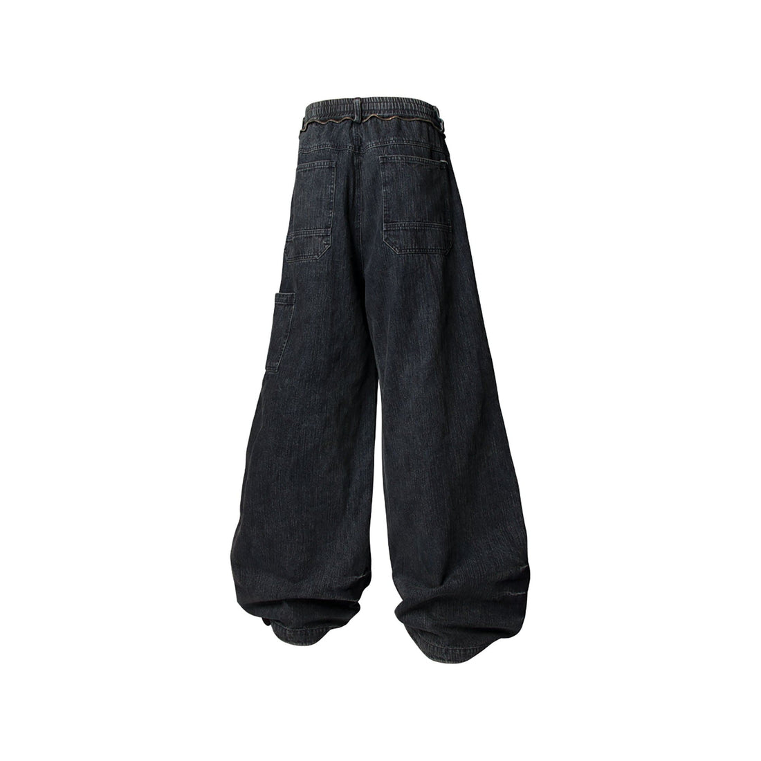 RELABEL Double-Knee Patch Washed Drawstring Jeans-Jeans-XS-Free Shipping Leatheretro