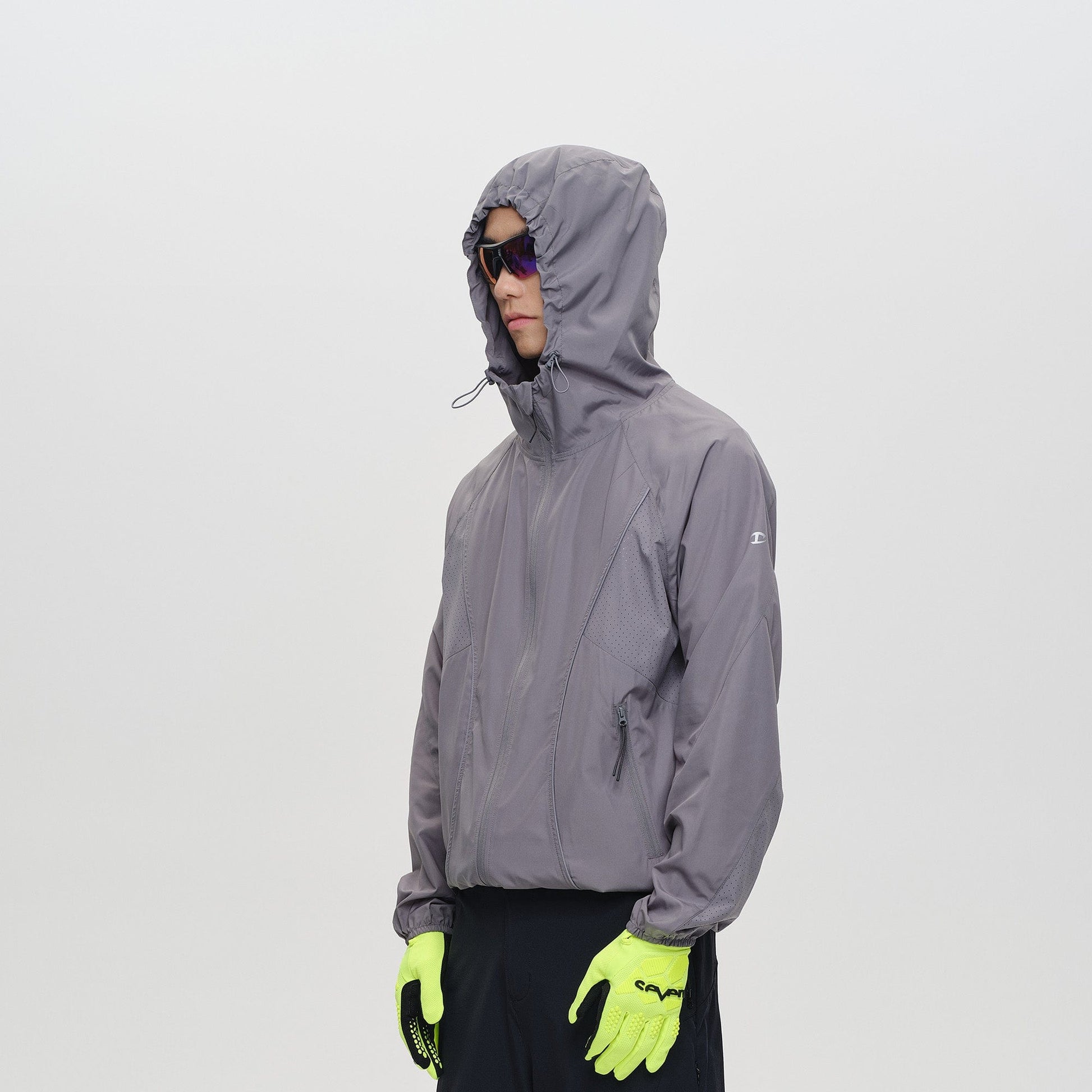 CATSSTAC Spliced Laser-Perforated Waterproof UV Production Hooded Jacket-Jacket-Black-M-Free Shipping Leatheretro