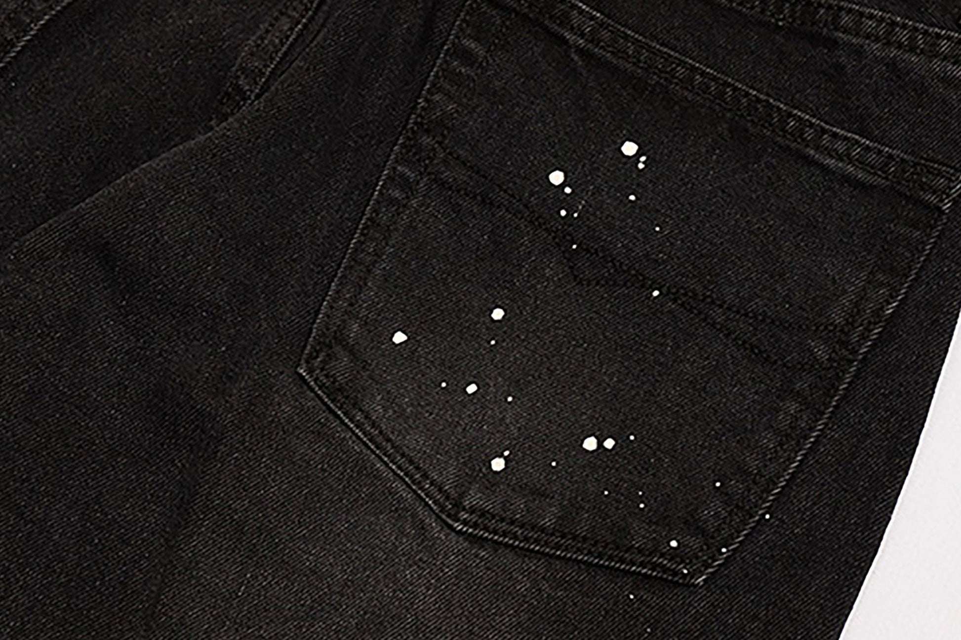 BLACK8MOB Ripped Splatter Straight-Leg Jeans-Jeans-S-Black-Free Shipping Leatheretro