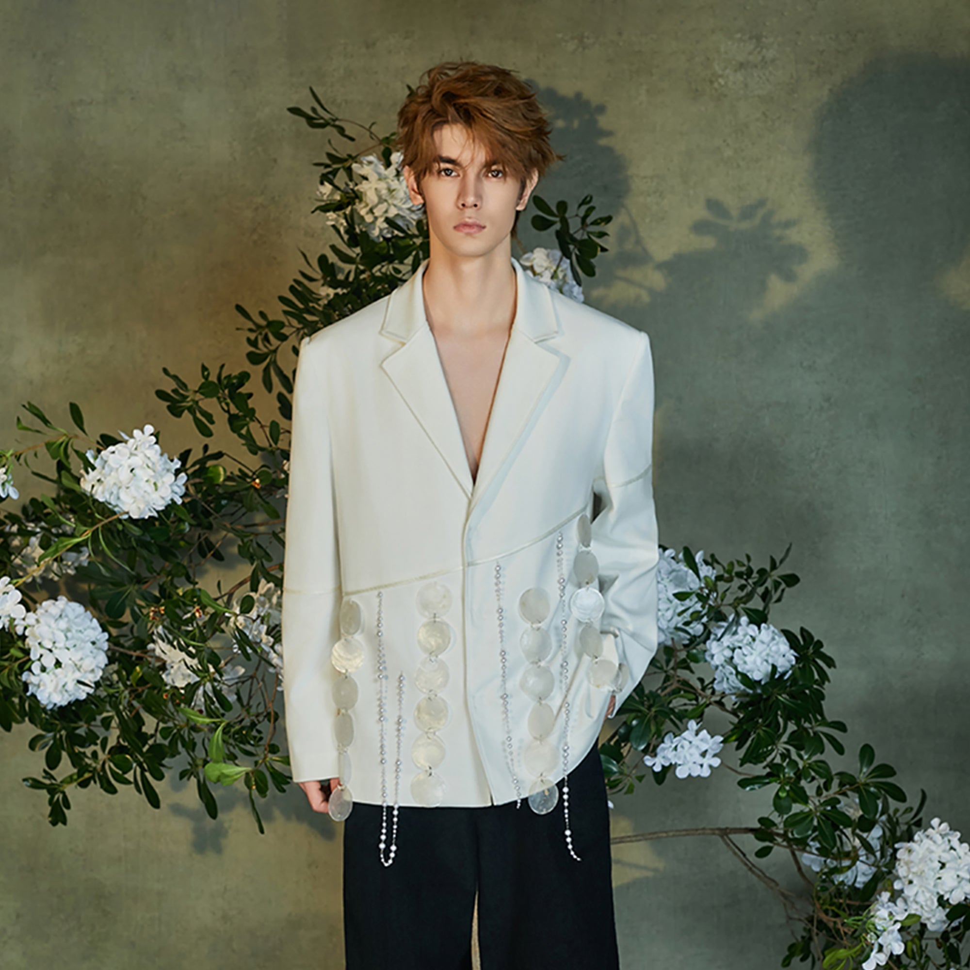 JIECHI Drifting Sequin & Pearl Chains Blazer-Jacket-M (Preorder)-Free Shipping Leatheretro