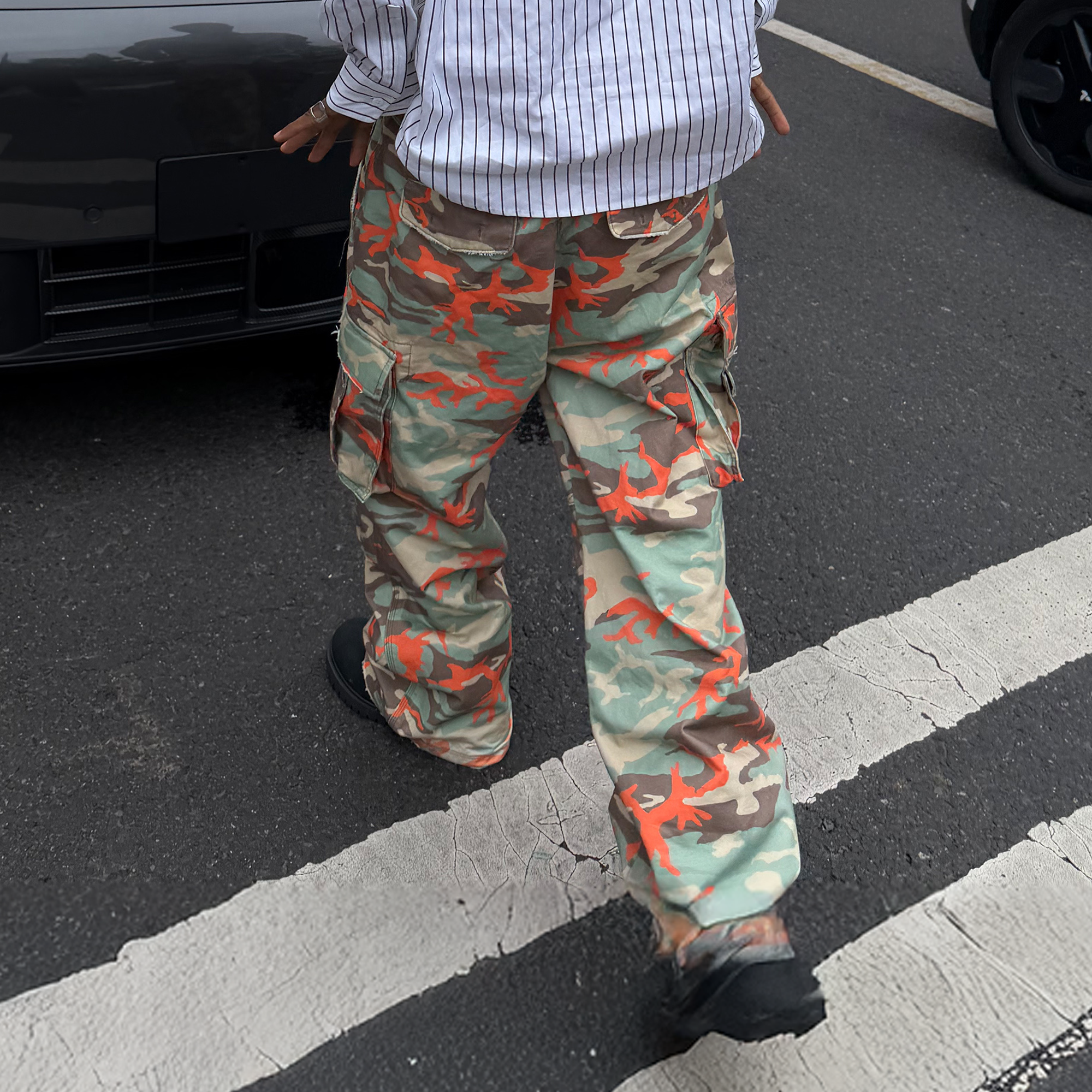 STEEPC Camo Wide-Leg Cargo Pants-Pants-S-Free Shipping Leatheretro