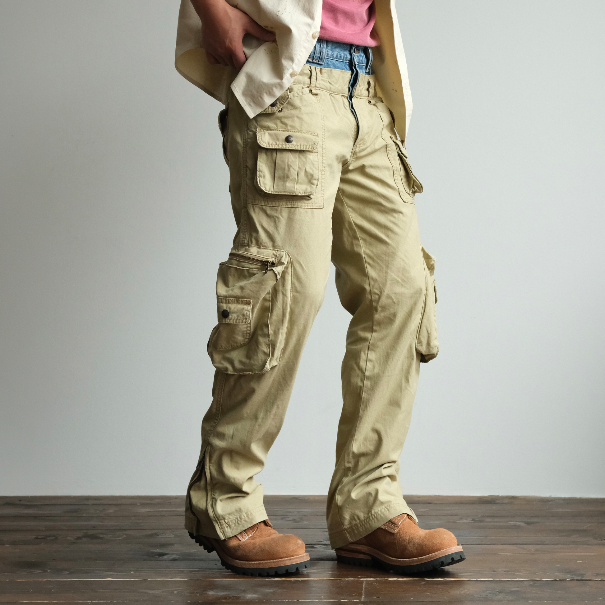 NEIGBORL Retro Spliced Multi-Pocket Cargo Pants-Pants-S / 31"-Free Shipping Leatheretro