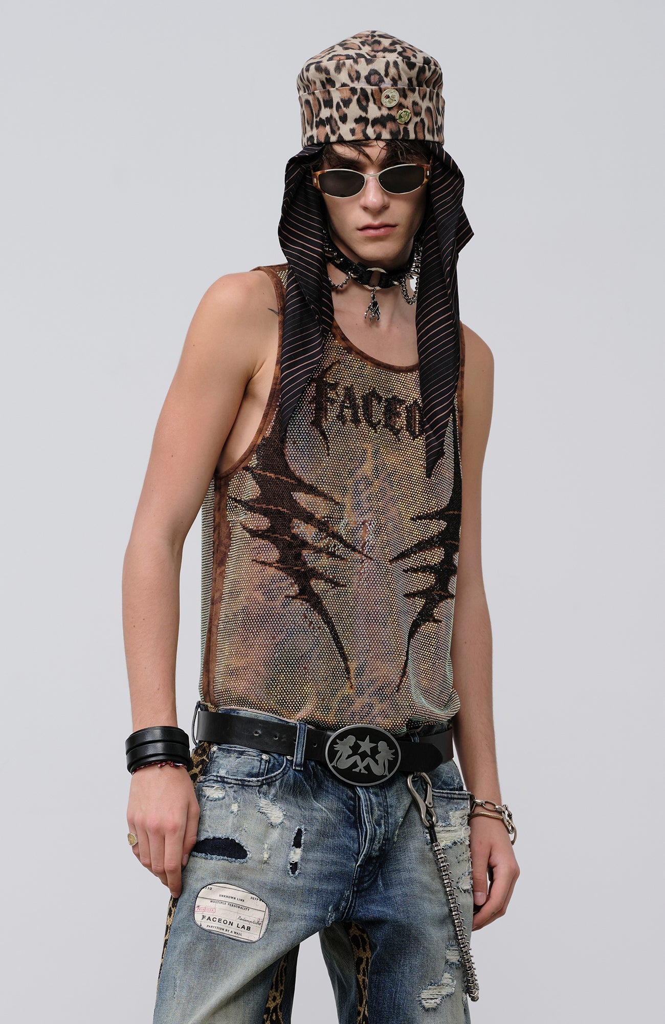 FACEONLAB Venom Diamond Punk Tank Leopard-Tank Top-M-Free Shipping Leatheretro