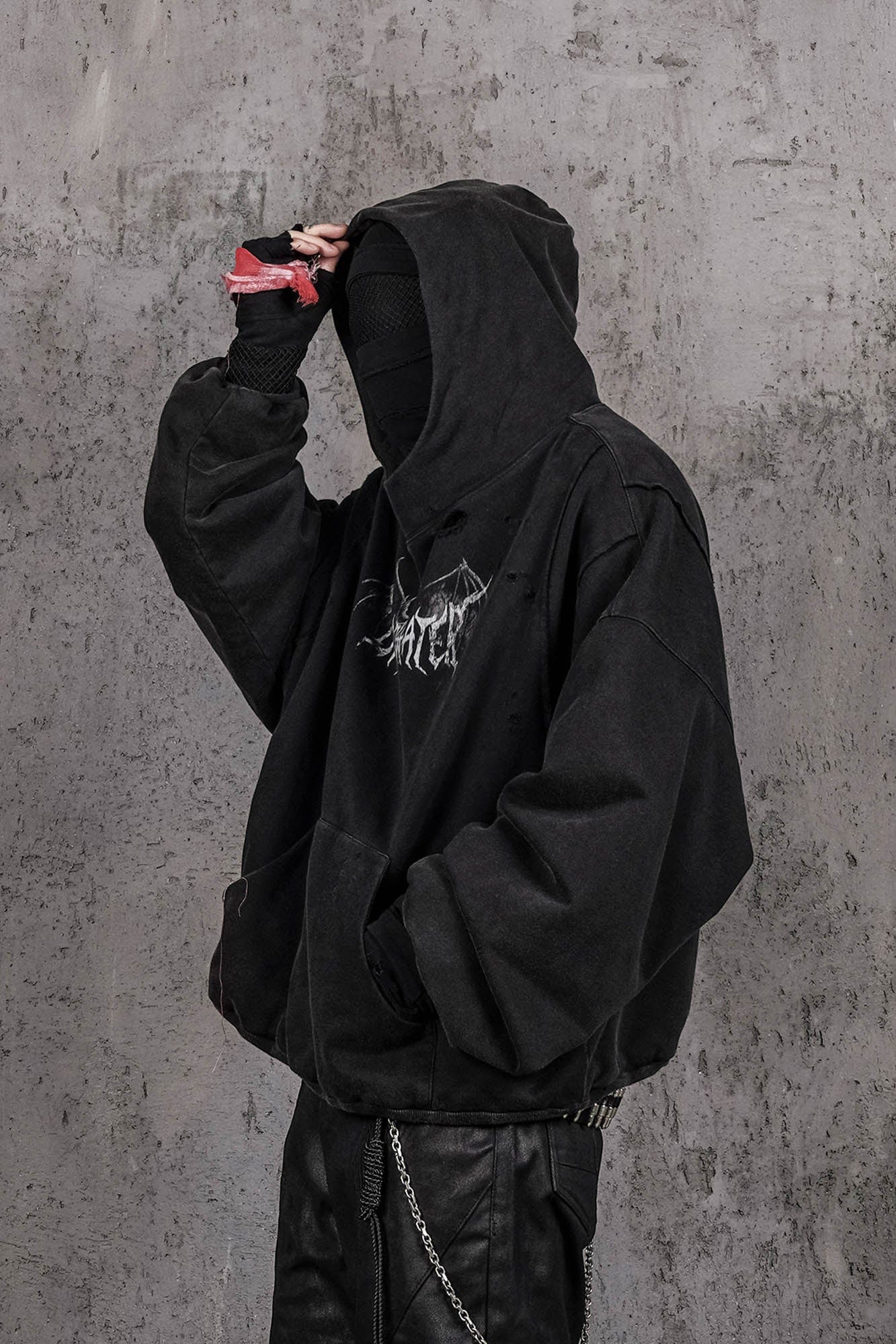 UNDERWATER Hellbound Wing Distressed Elevated Hoodie-Hoodie-S-Free Shipping Leatheretro