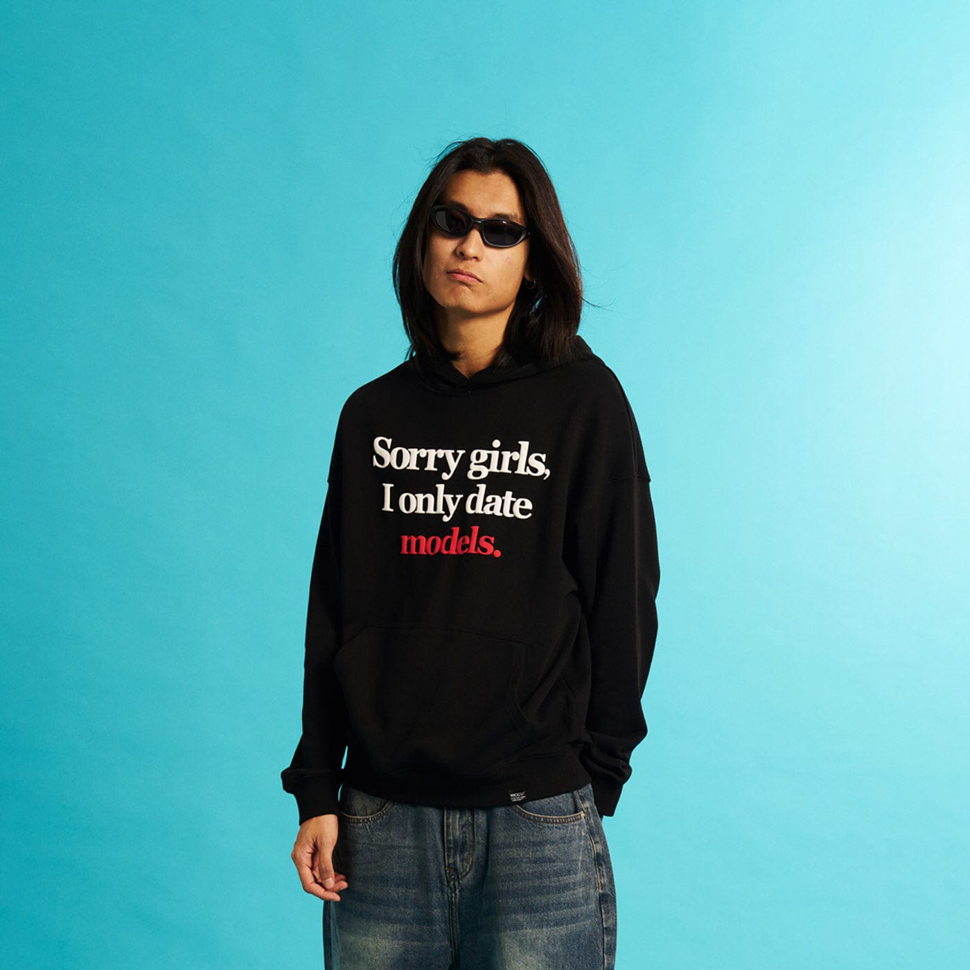 WCC Sorry Girls I Only Date Models Slogan Hoodie-Hoodie-M-Black-Free Shipping Leatheretro