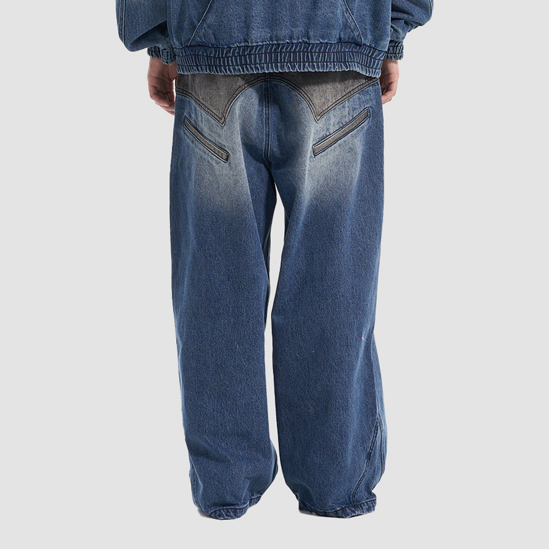 VANN VALRENCE Contrast Faded-Wash Paneled Jeans-Jeans-S-Free Shipping Leatheretro