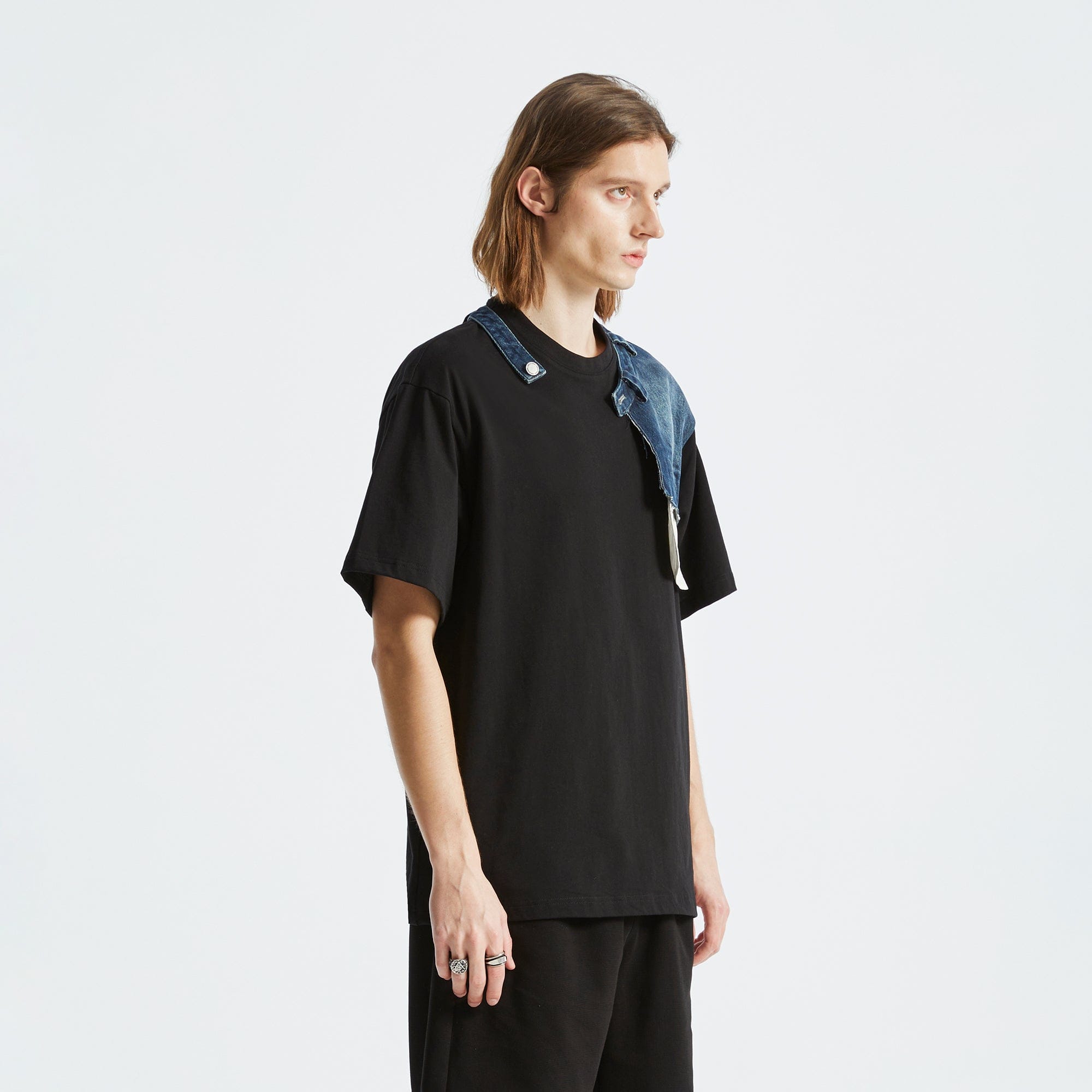 ORGANIC EMOTION Deconstructed Denim Shorts Spliced T-Shirt-T Shirt-S-Free Shipping Leatheretro
