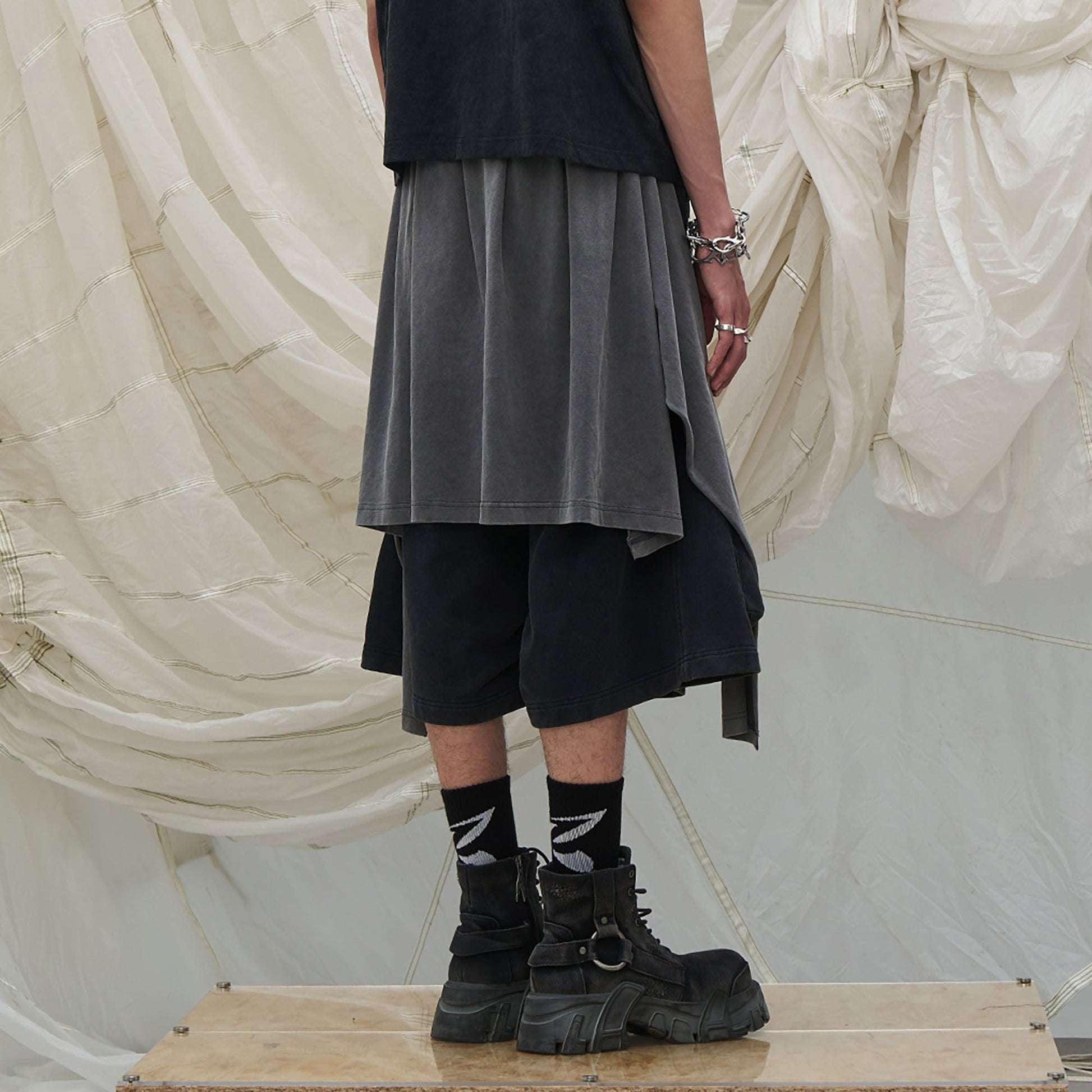 RELABEL Detachable Drape Multi-Pocket Drawstring Shorts-Shorts-XS-Free Shipping Leatheretro