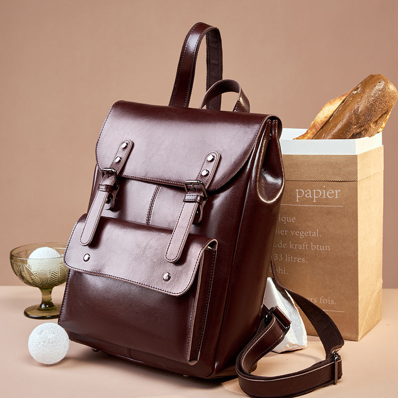 Women Retro Design Luxury Leather Backpack - Casual Portable Travel Bag-Backpacks-Black-Free Shipping Leatheretro
