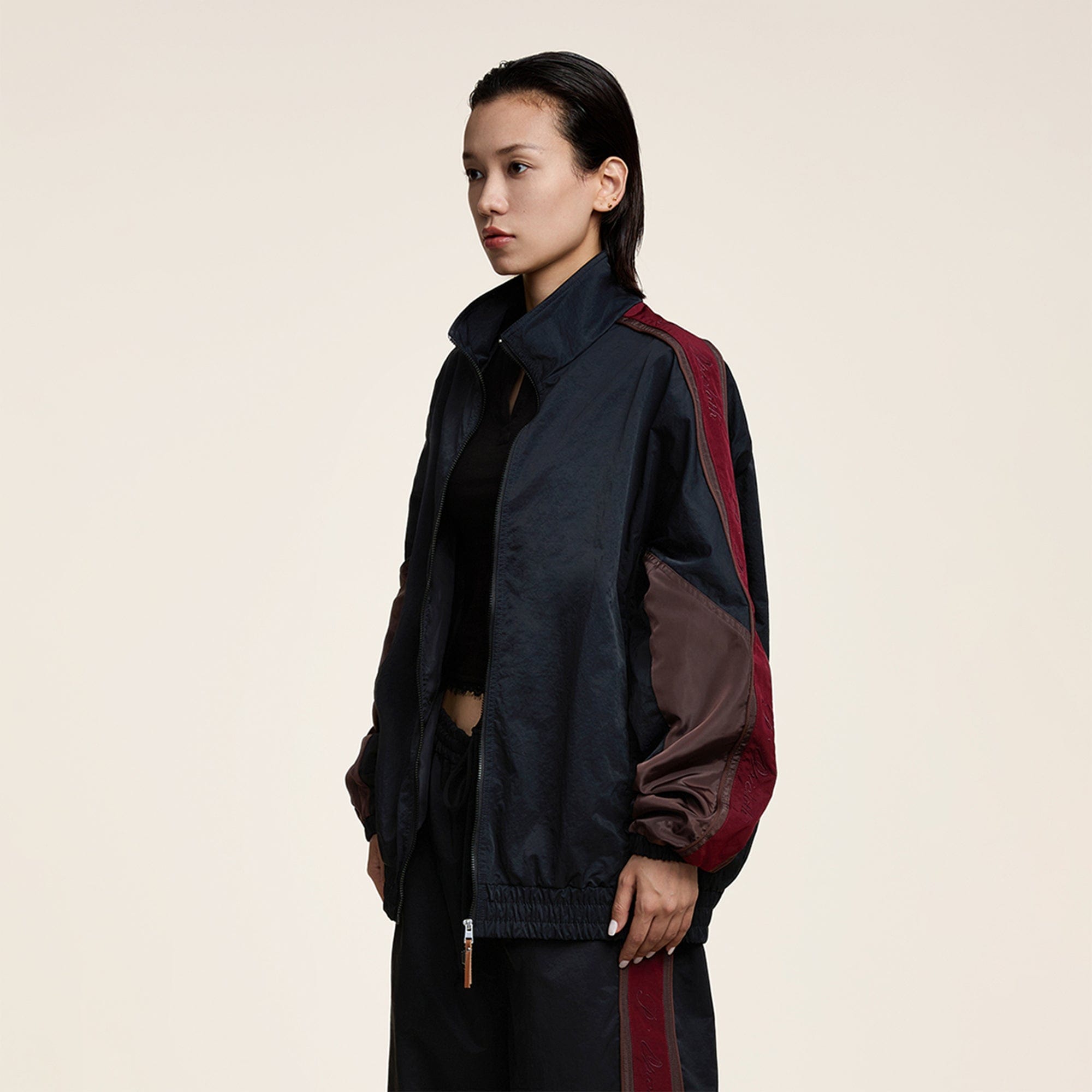 OPICLOTH Classic Color Block Stand Collar Jacket-Jacket-XS-Free Shipping Leatheretro