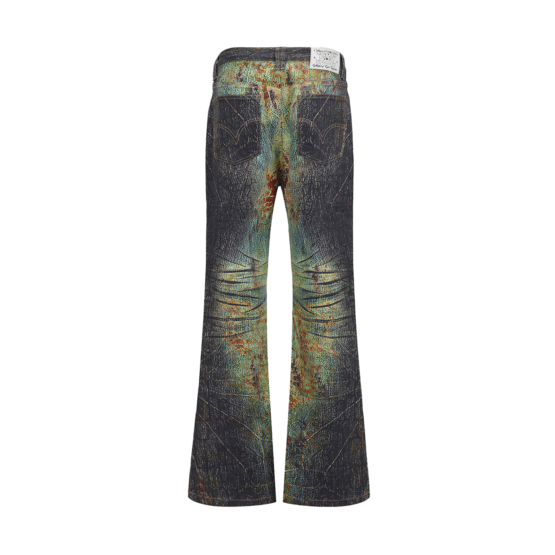 CYCYCY Iridescent Croc Full-Print Slim Flared Jeans-Jeans-XXS / 27"-Free Shipping Leatheretro