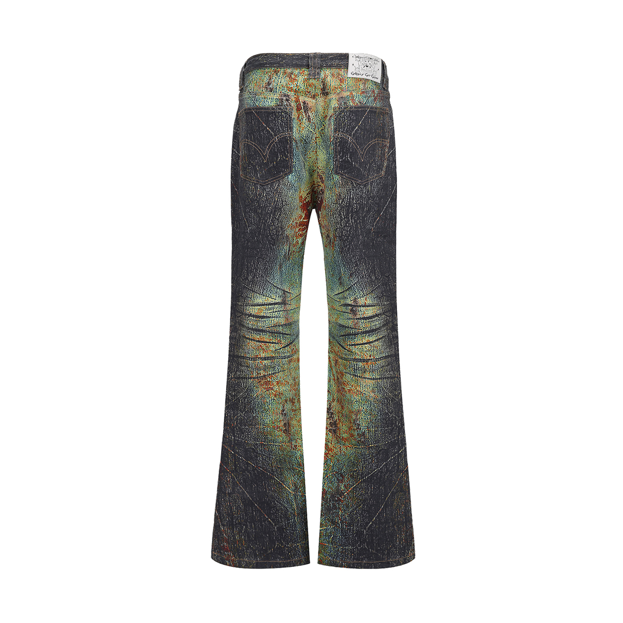 CYCYCY Iridescent Croc Full-Print Slim Flared Jeans-Jeans-XXS / 27"-Free Shipping Leatheretro