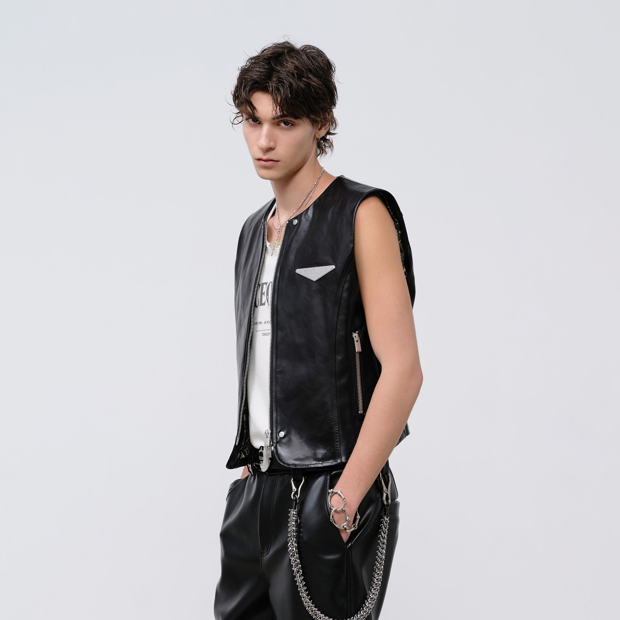 FACEONLAB Reversible Moto Leather Vest Black-Vest-M-Free Shipping Leatheretro