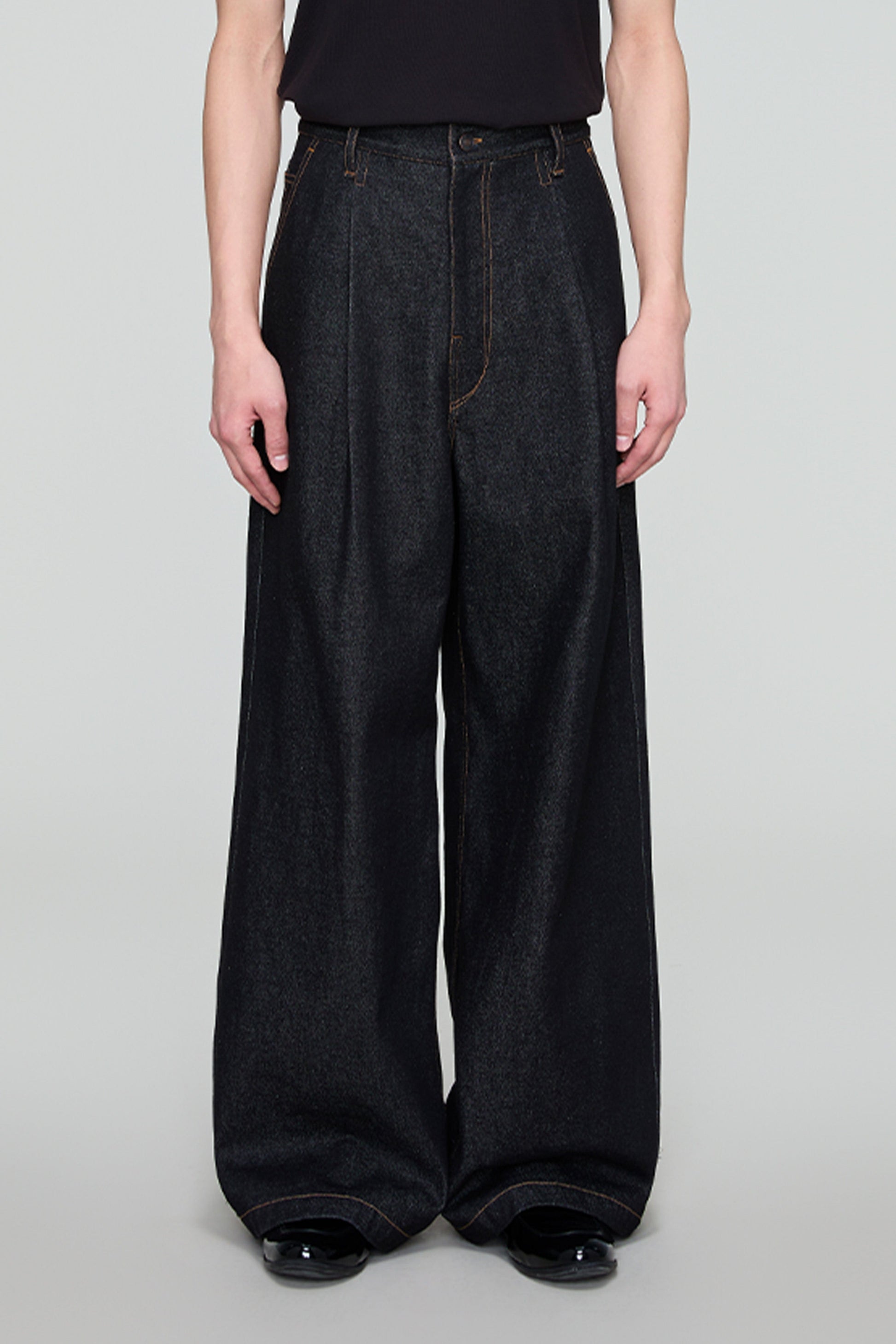 OPICLOTH Retro Washed Pleated Wide-Leg Jeans-Jeans-XS-Free Shipping Leatheretro