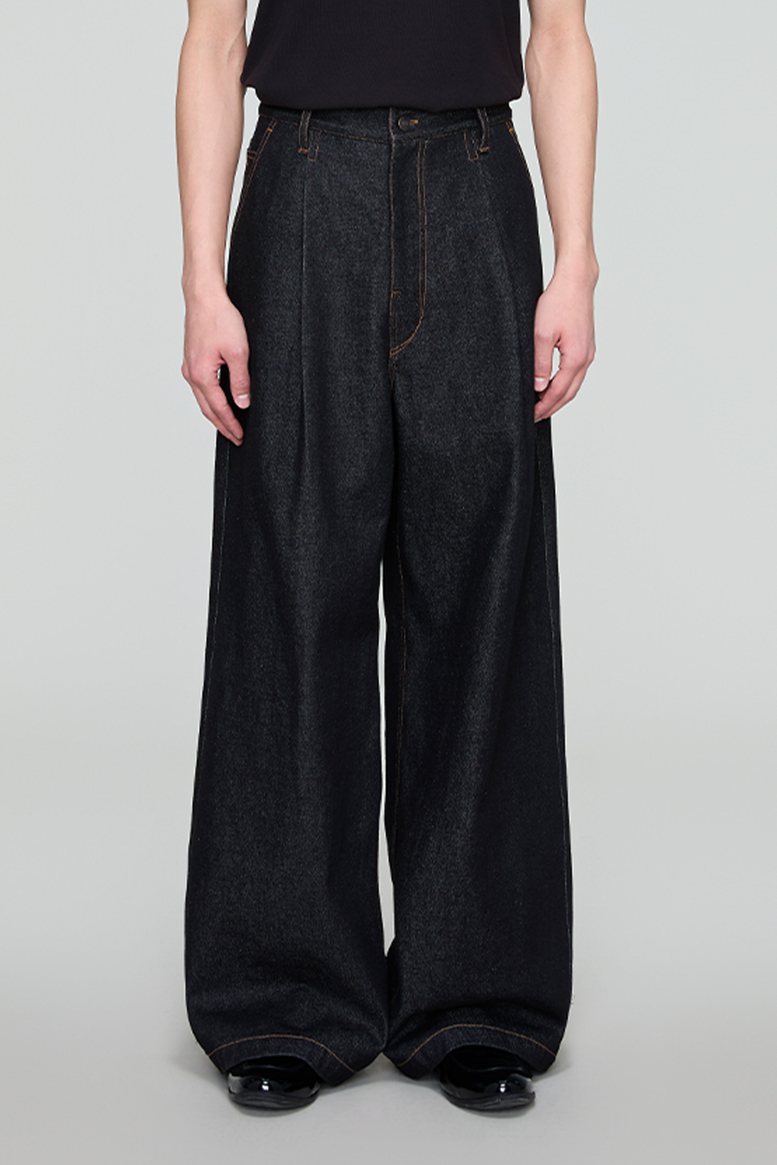 OPICLOTH Retro Washed Pleated Wide-Leg Jeans-Jeans-XS-Free Shipping Leatheretro